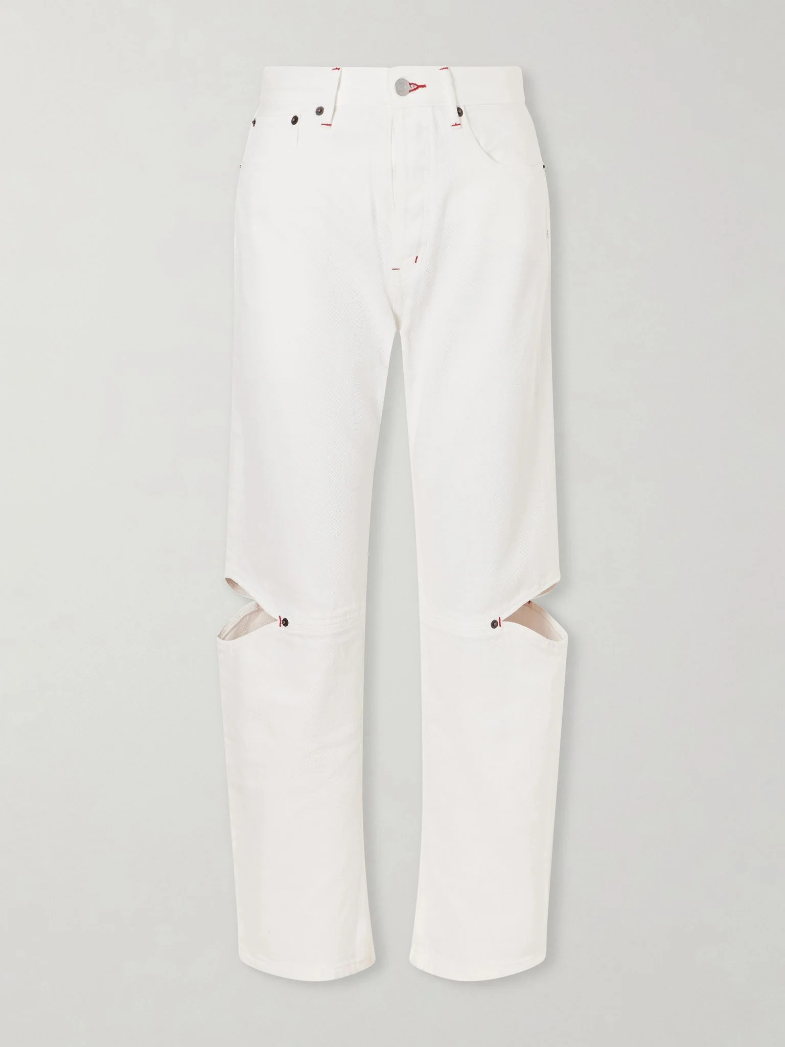 Cowgirl cut-out high-rise straight-leg jeans White - 1