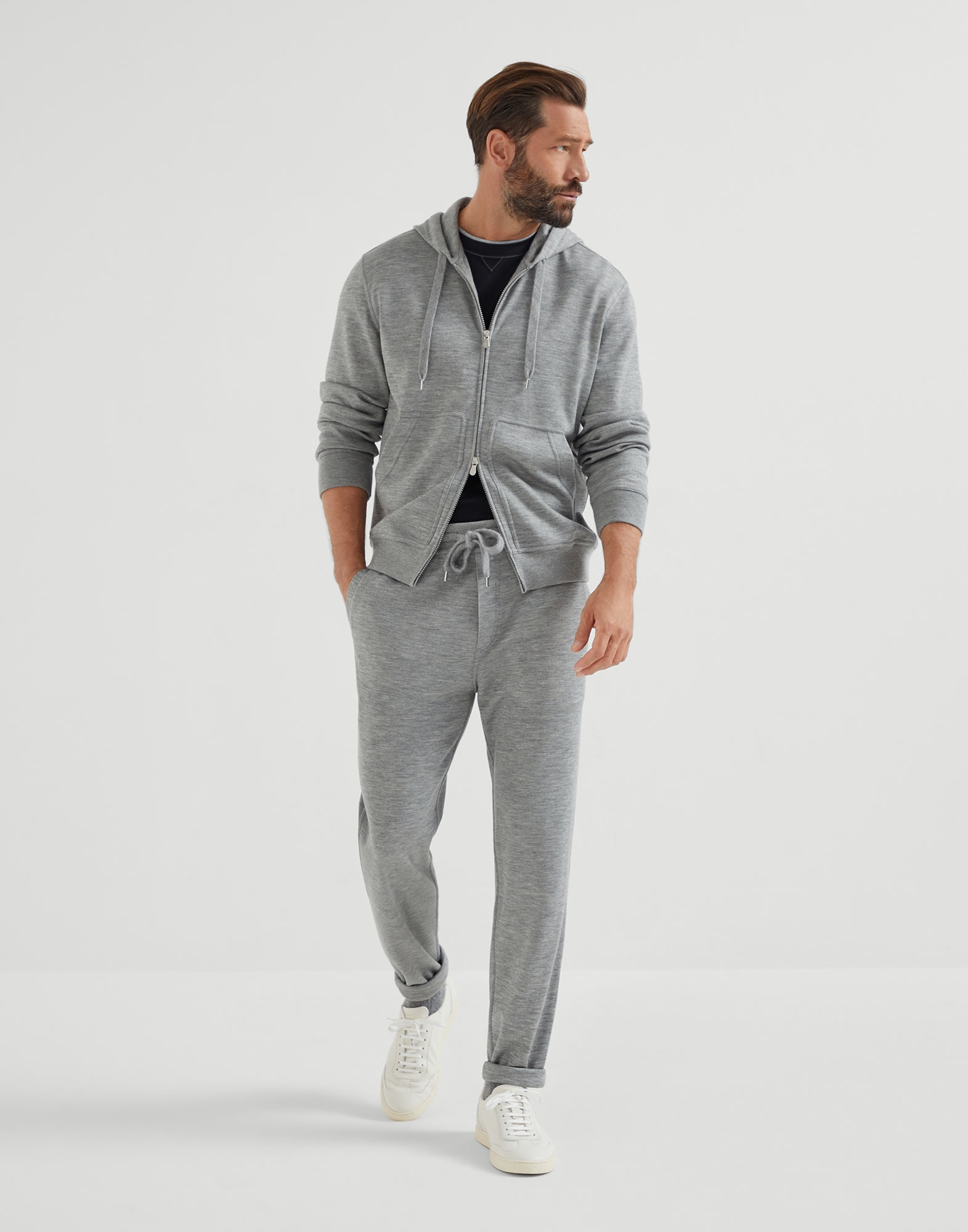 Cashmere and silk French terry trousers - 4