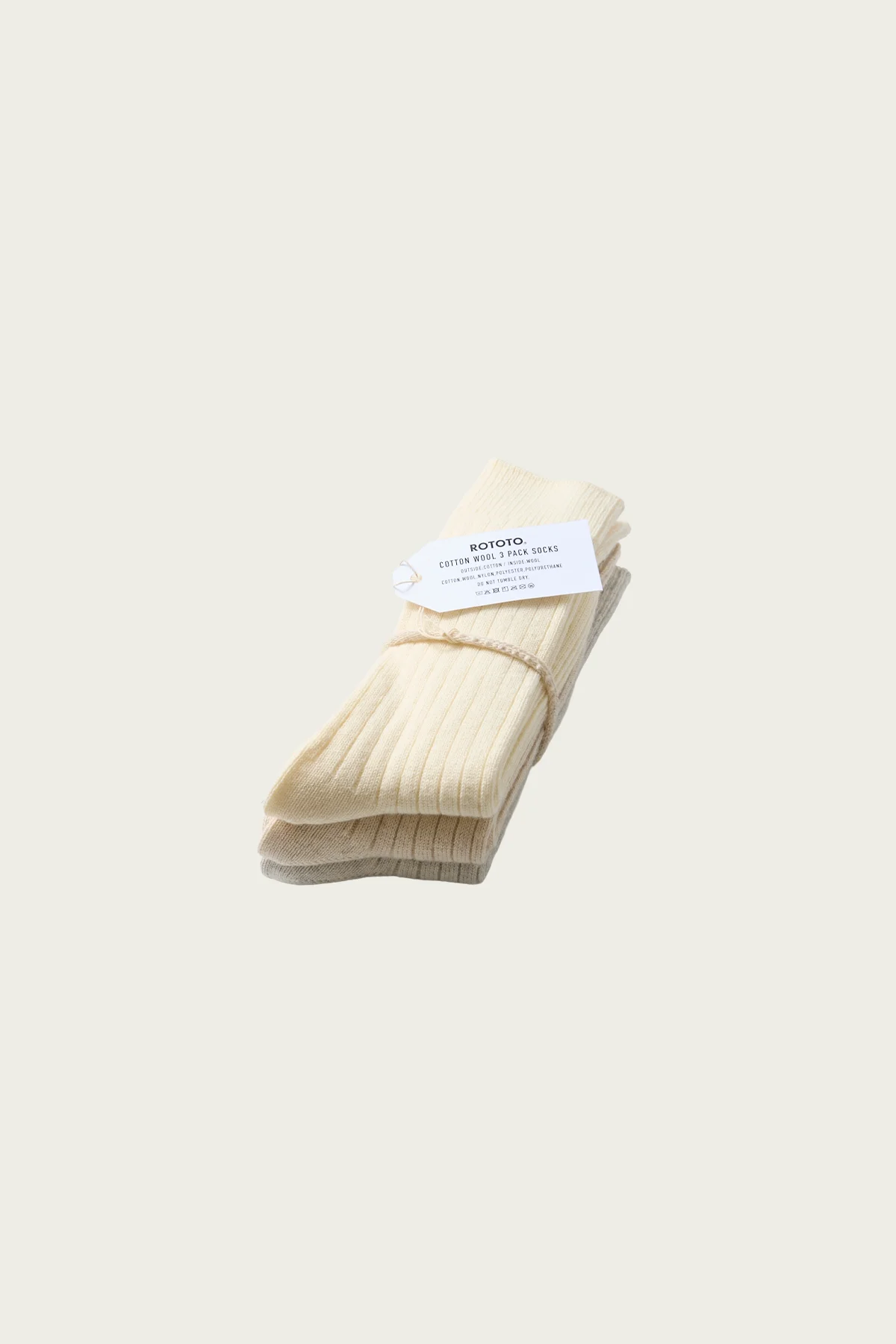 Cotton Wool Ribbed Crew 3 Pack Socks - Ivory Tones - 1