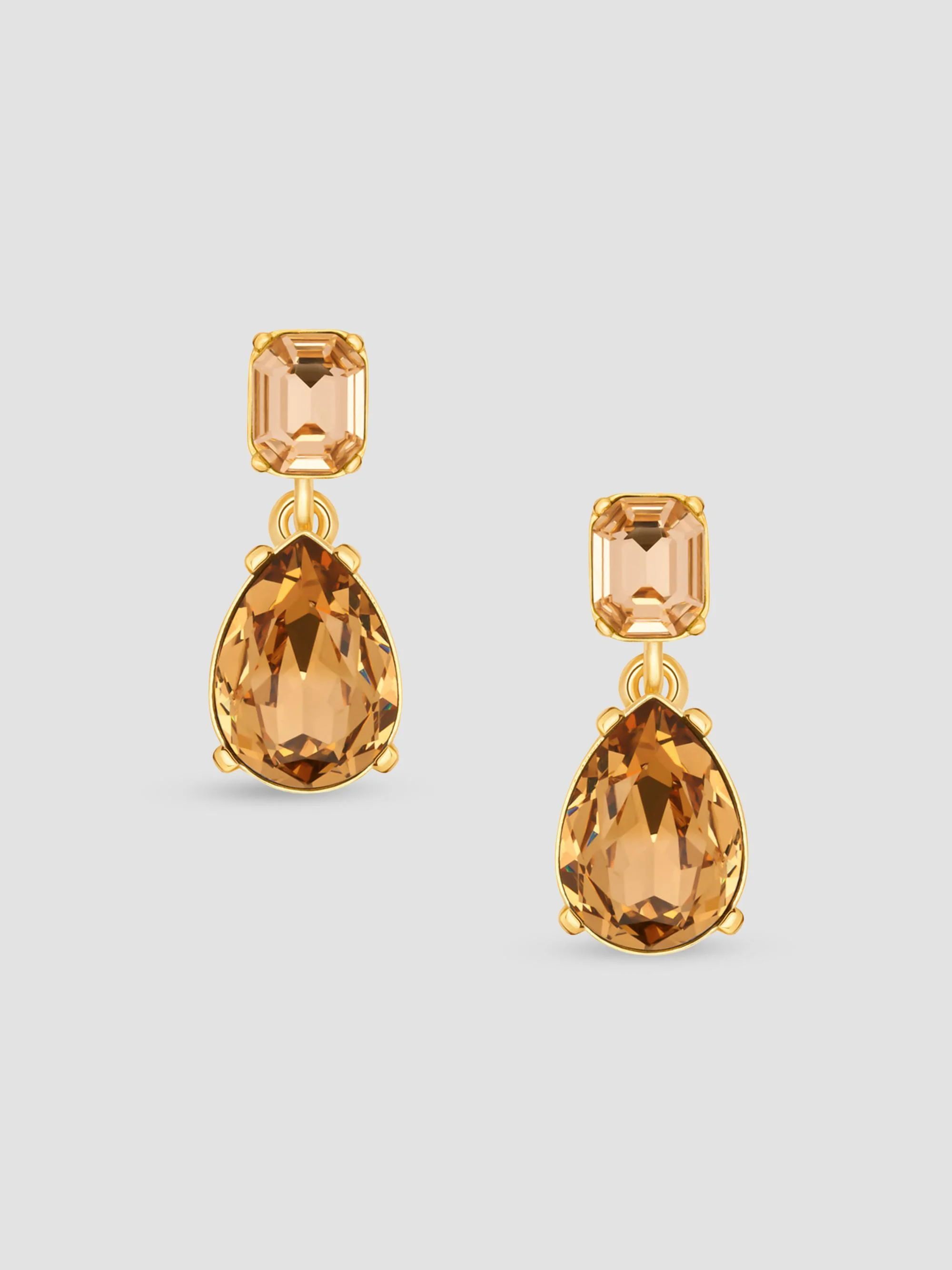 Women's Goldtone & Glass Crystal Drop Earrings - Light Topaz - 1