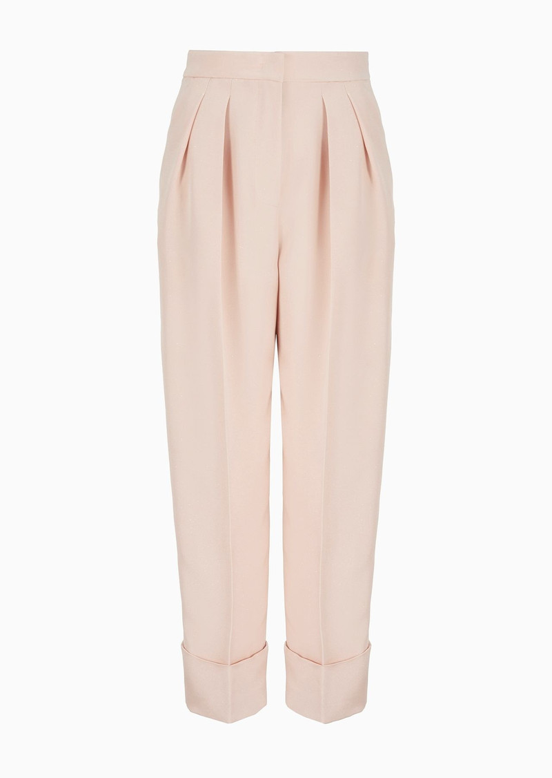 High-rise marocain glittery silk trousers 1
