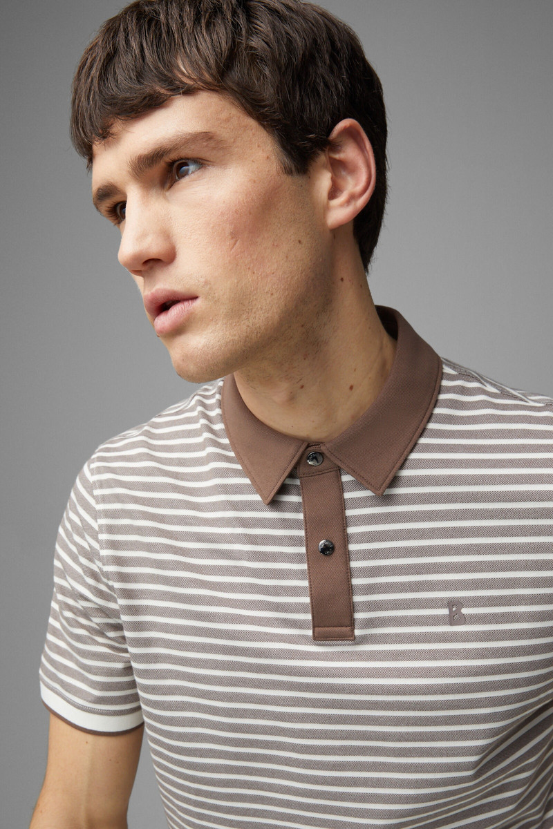 Timo Polo shirt in Brown/White 4