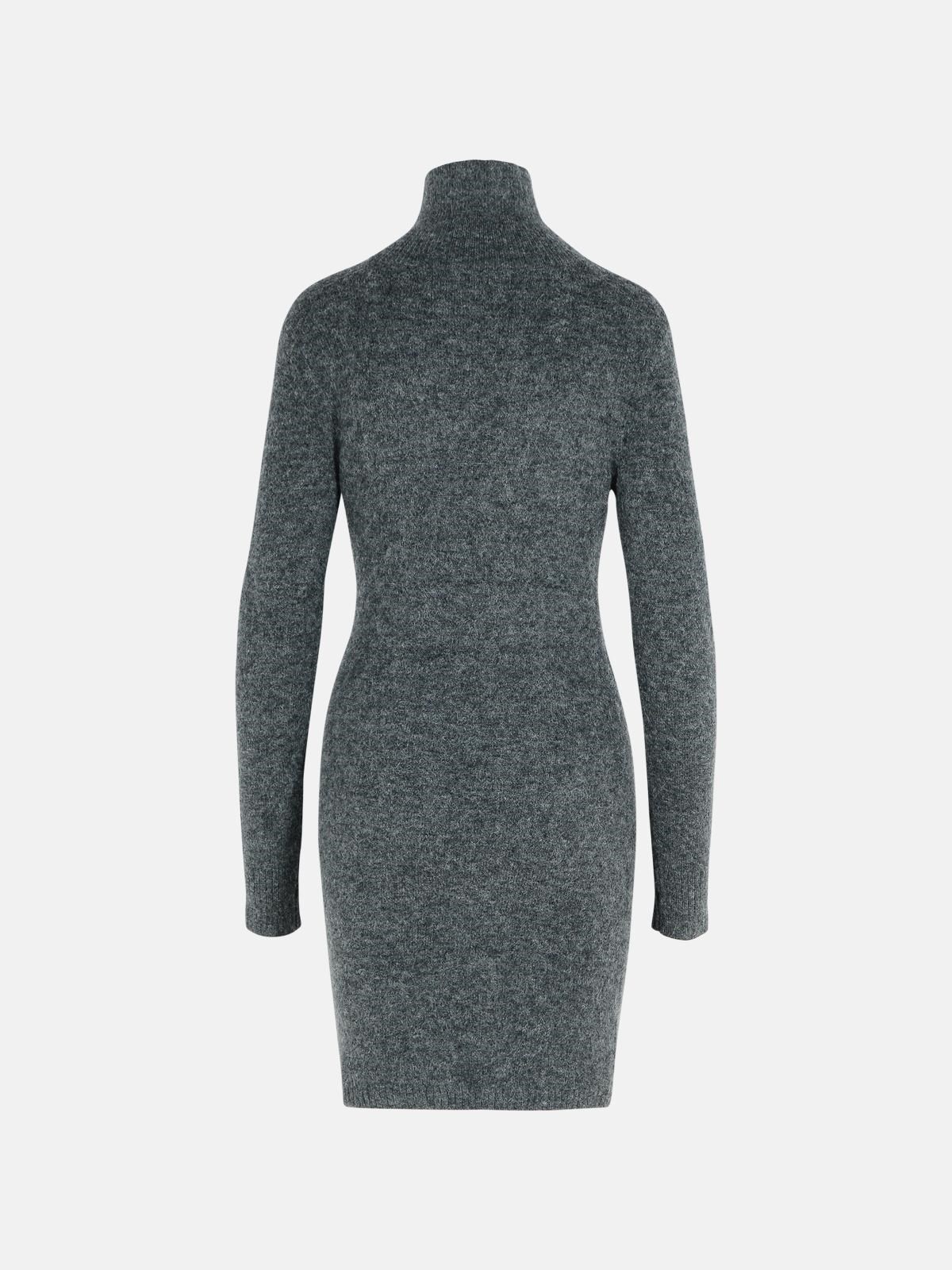 'OHARA' DARK GREY BABY ALPACA BLEND DRESS - 3