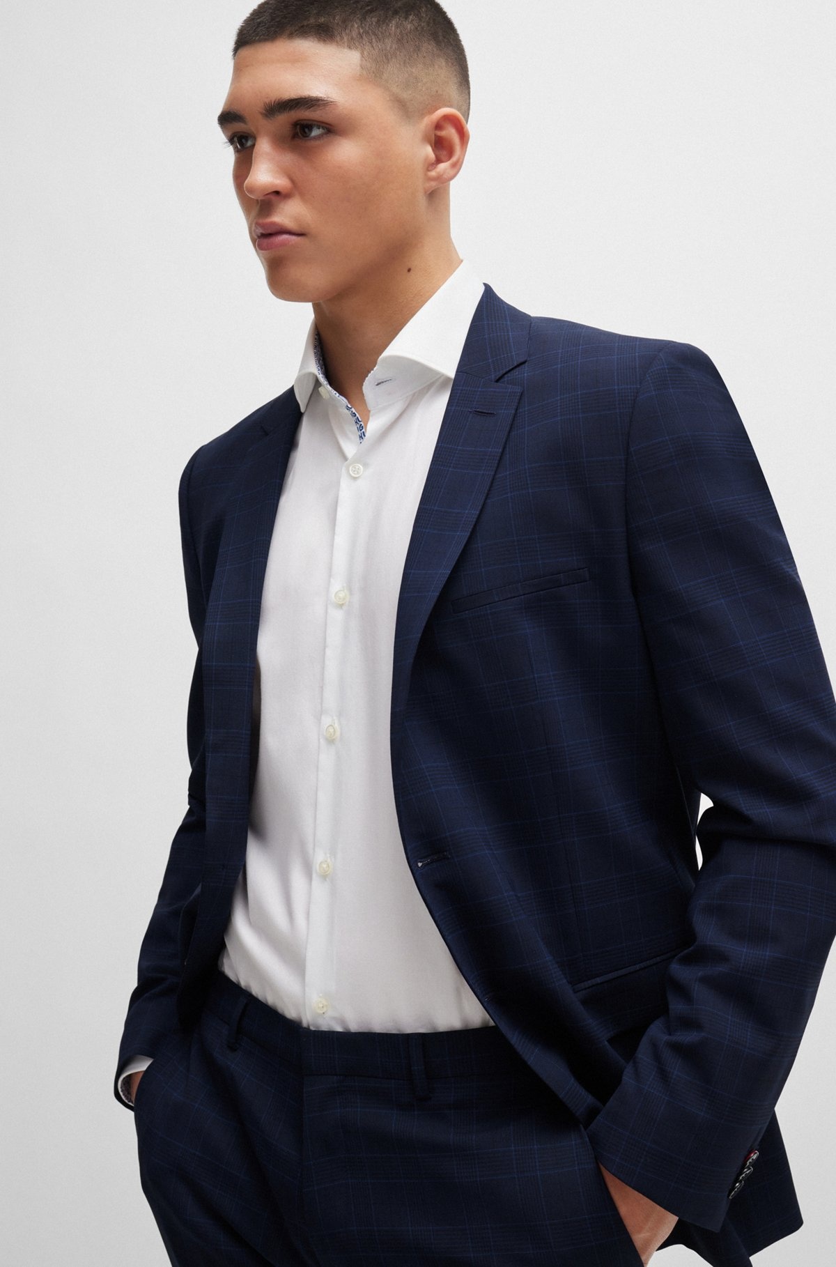 EXTRA-SLIM-FIT CHECKED SUIT IN PERFORMANCE-STRETCH FABRIC - 2