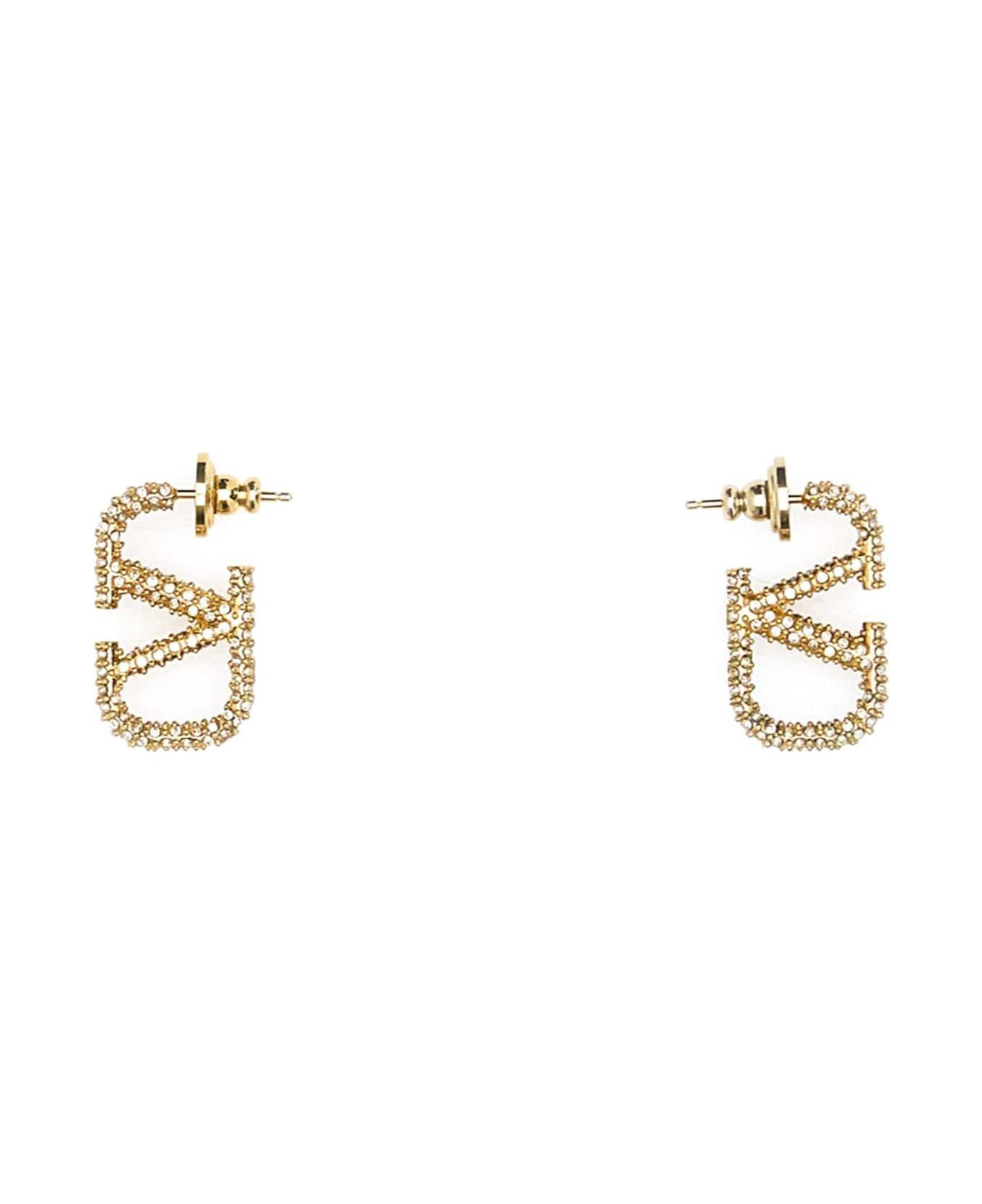 Embellished Metal Vlogo Signature Earrings - 1