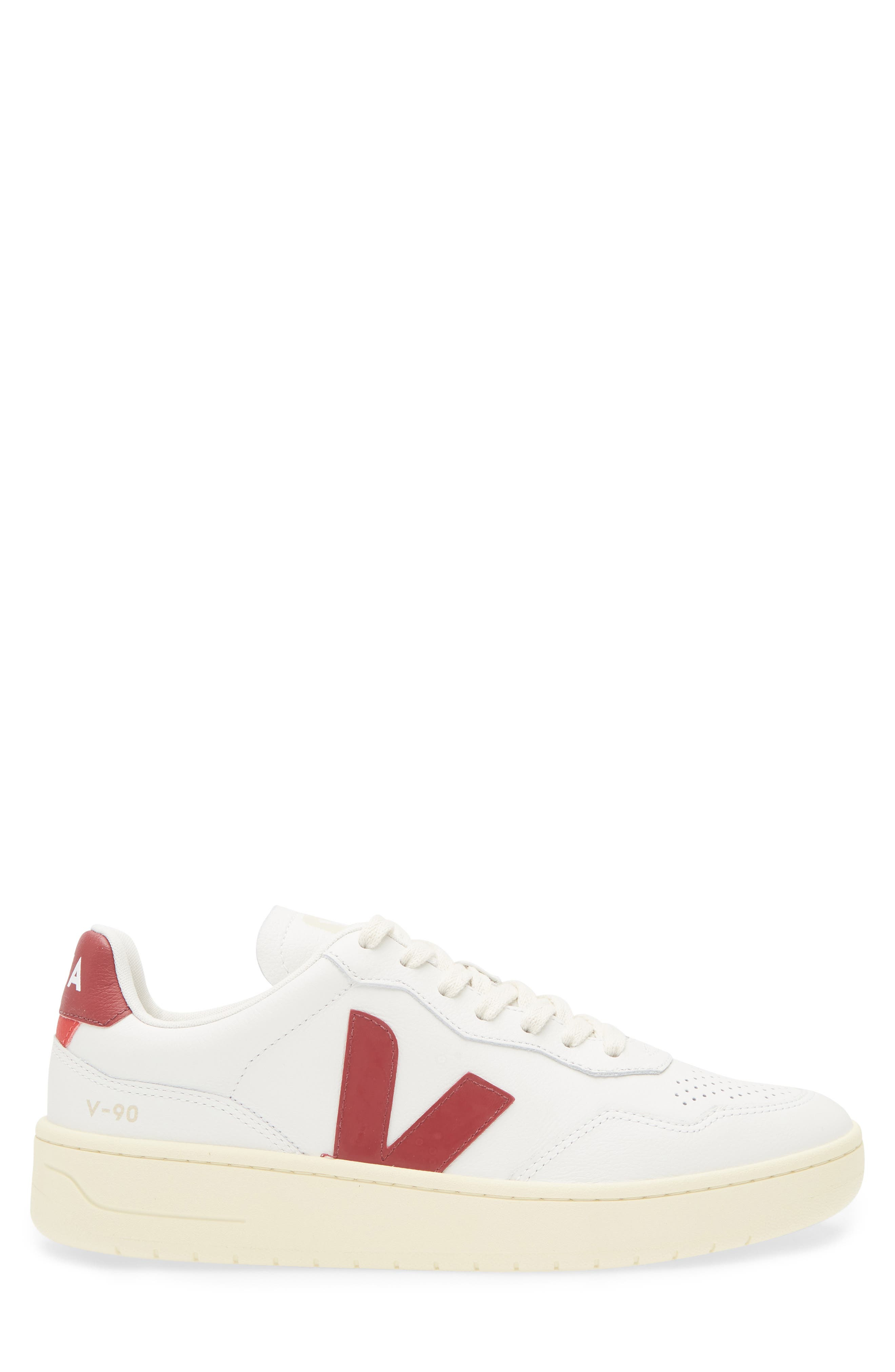 Veja V-90 Leather Sneaker in Extra-White Marsala at Nordstrom - 3