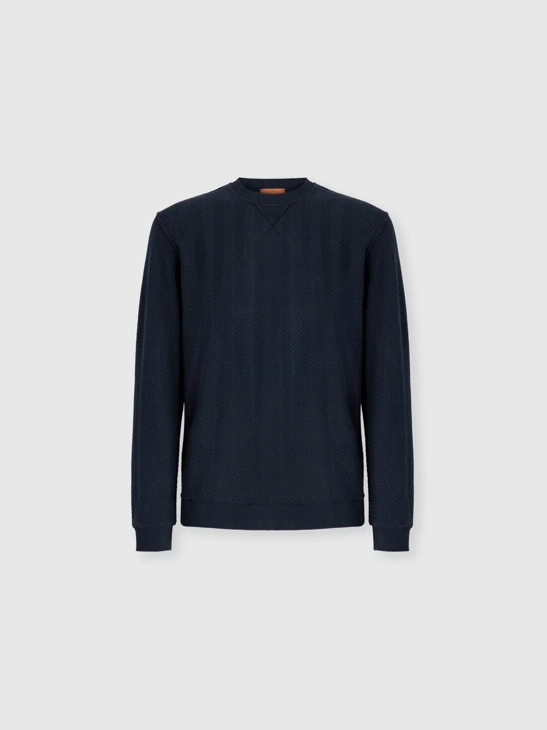 Tone-on-tone chevron cotton and viscose crewneck sweatshirt - 1