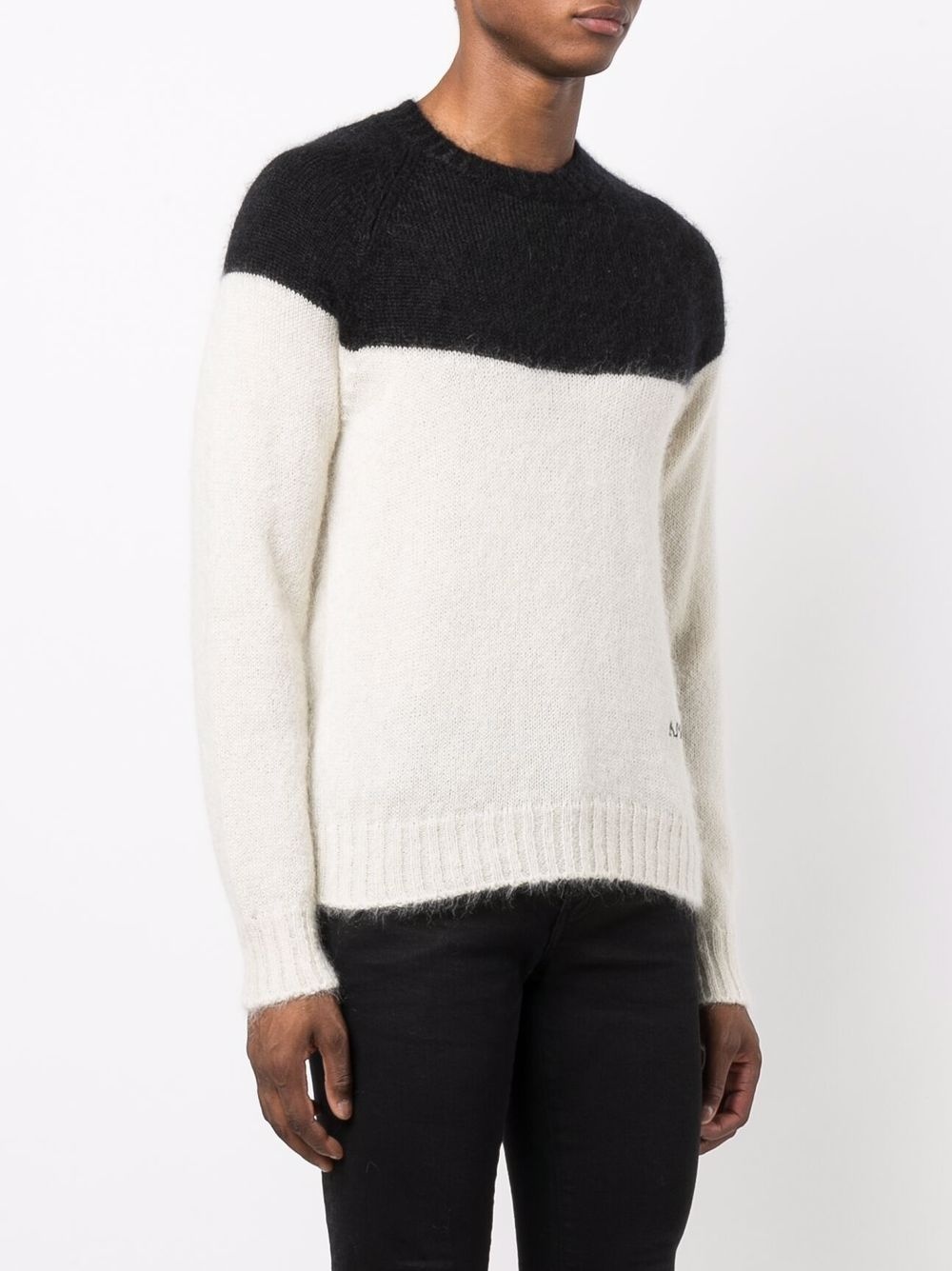 two-tone mohair-blend knit jumper - 3