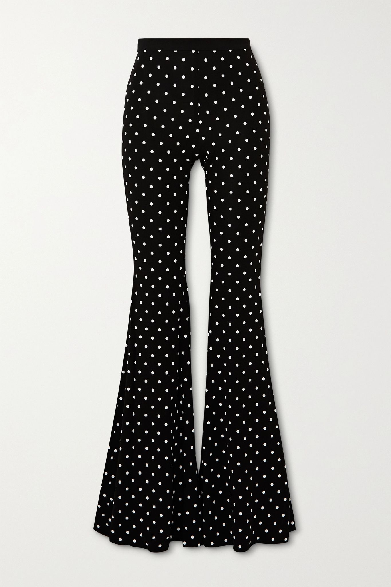 Polka-dot stretch-knit flared pants - 1