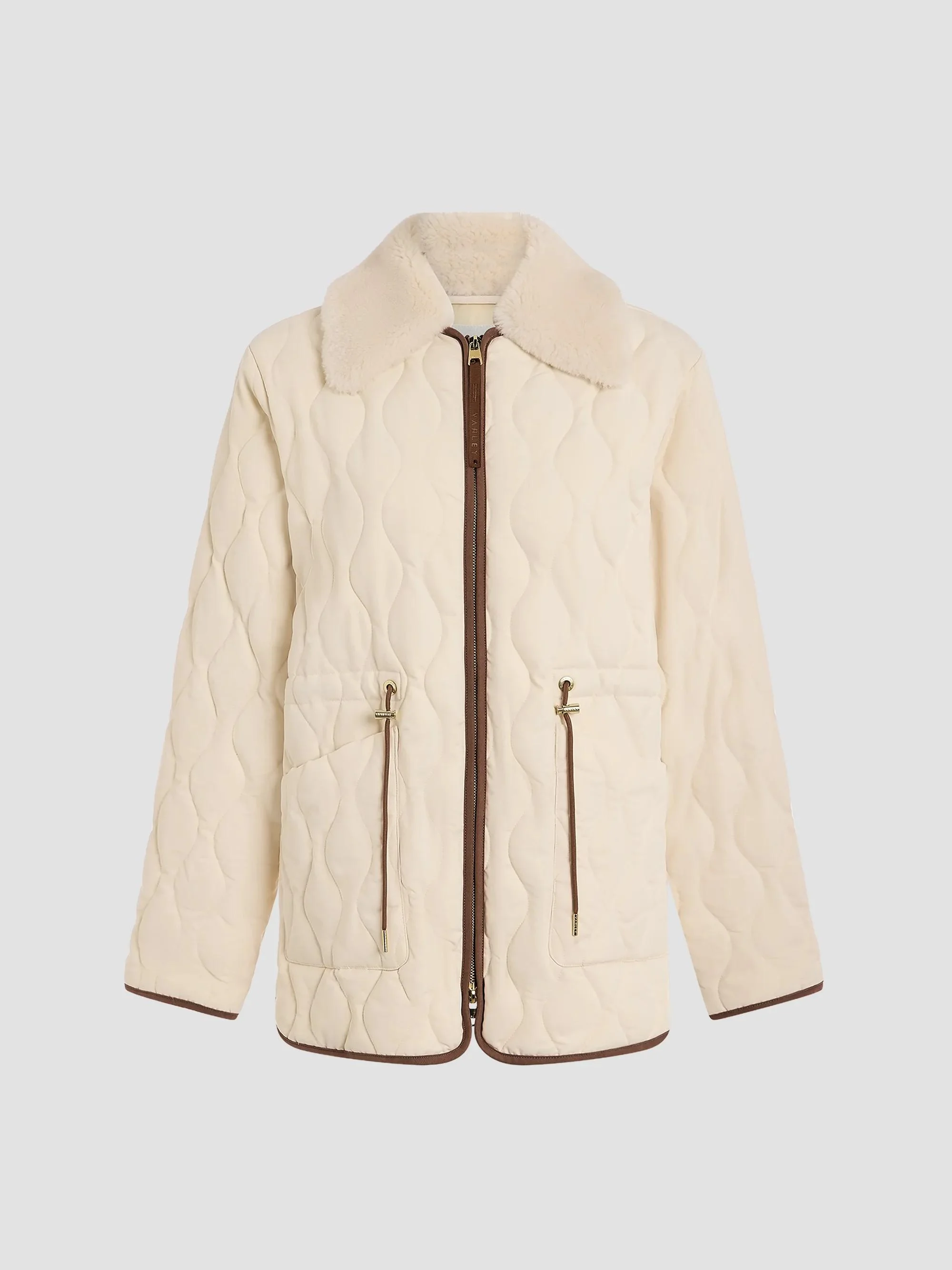 Women's Bartley Faux Fur-Collar Quilted Twill Jacket - Parchment - 1