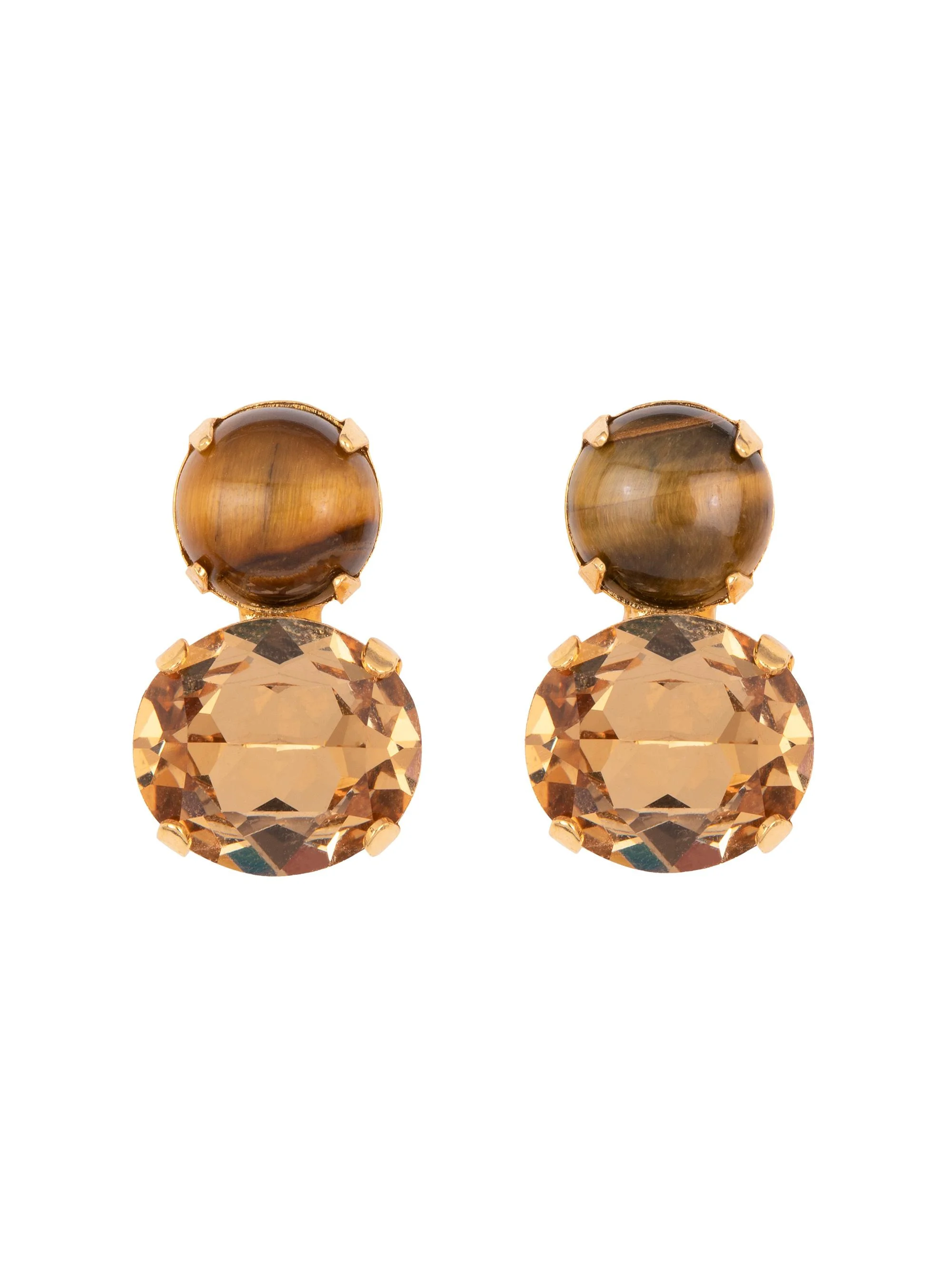 Women's Yvette 18K-Gold-Plated, Gemstone & Glass Crystal Double Drop Earrings - Brown Overflow - 1