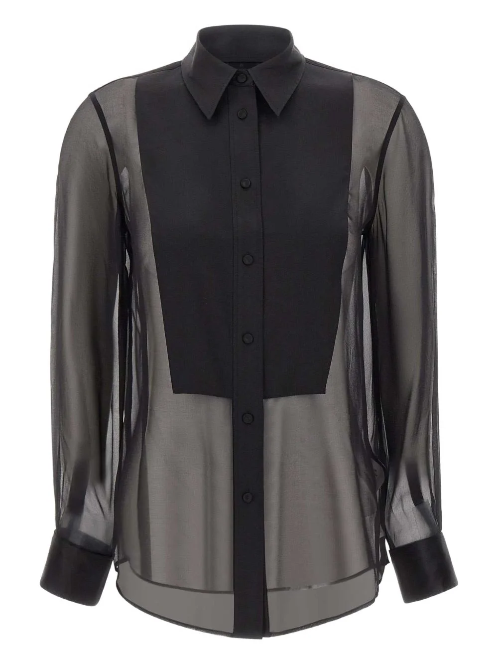 buttoned-up sheer shirt - 1