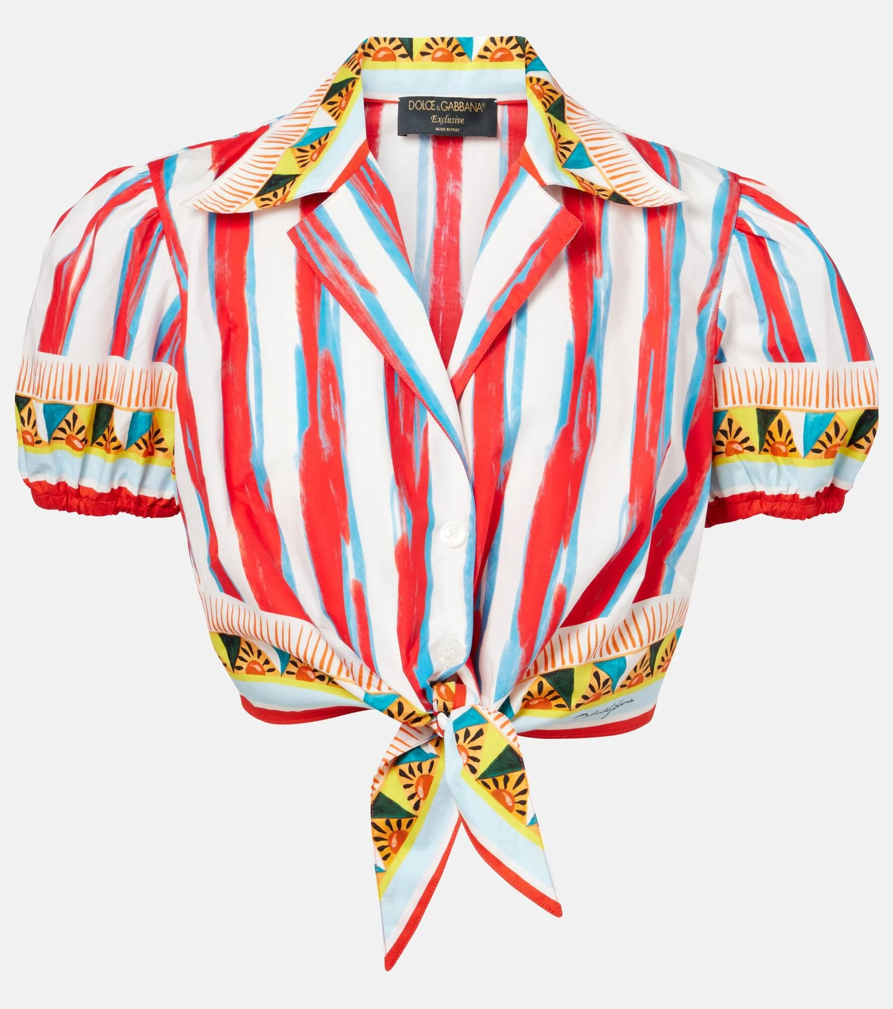 Cropped striped cotton shirt - 1