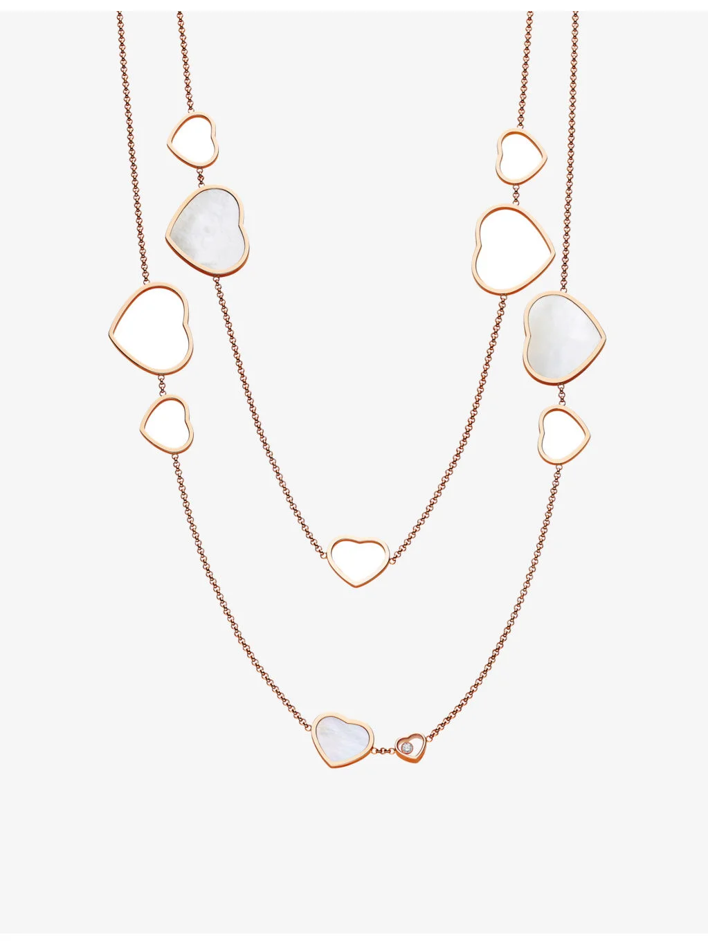 Happy Hearts 18ct rose-gold, diamond and mother-of-pearl sautoir necklace - 1