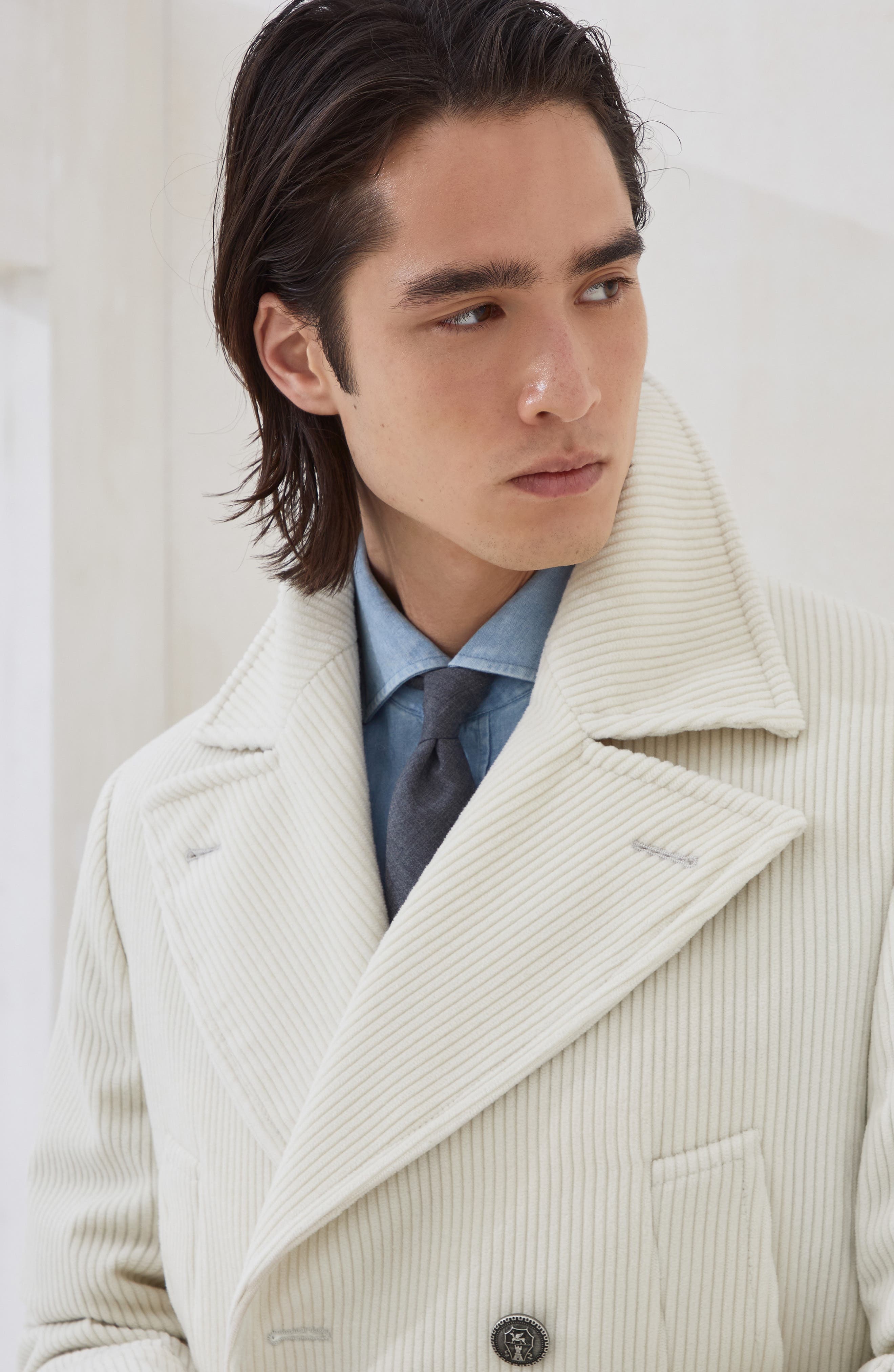 Brunello Cucinelli One-and-a-half-breasted coat in Ecru at Nordstrom - 4