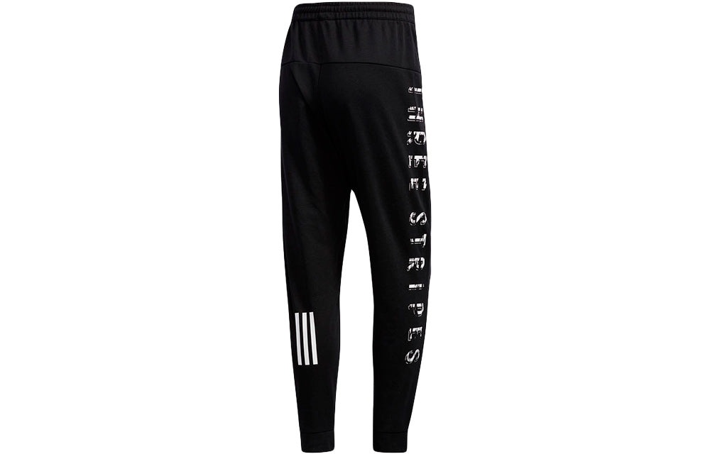 adidas Alphabet Printing Knit Bundle Feet Sports Pants Black FM5427 - 2