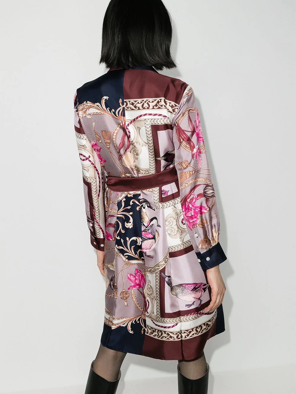 belted baroque-print shirt dress - 3