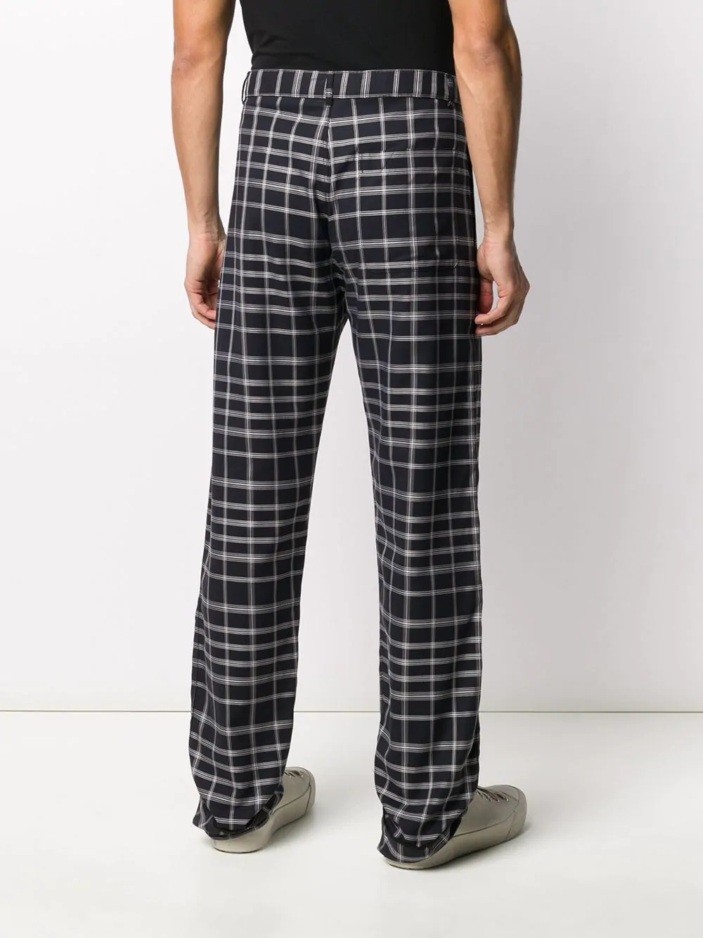 checked turn up cuff trousers - 4