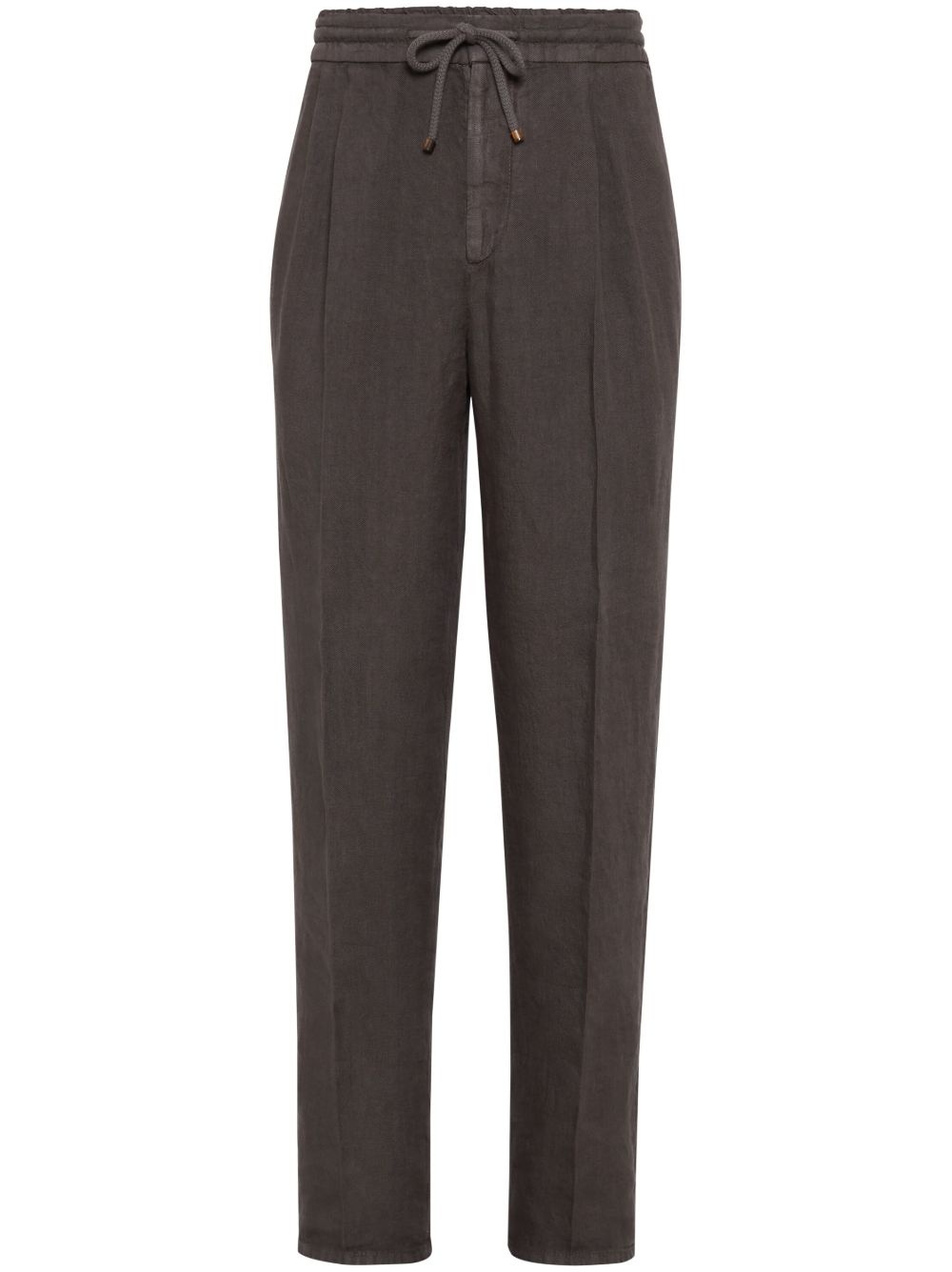 garment-dyed linen track pants - 1