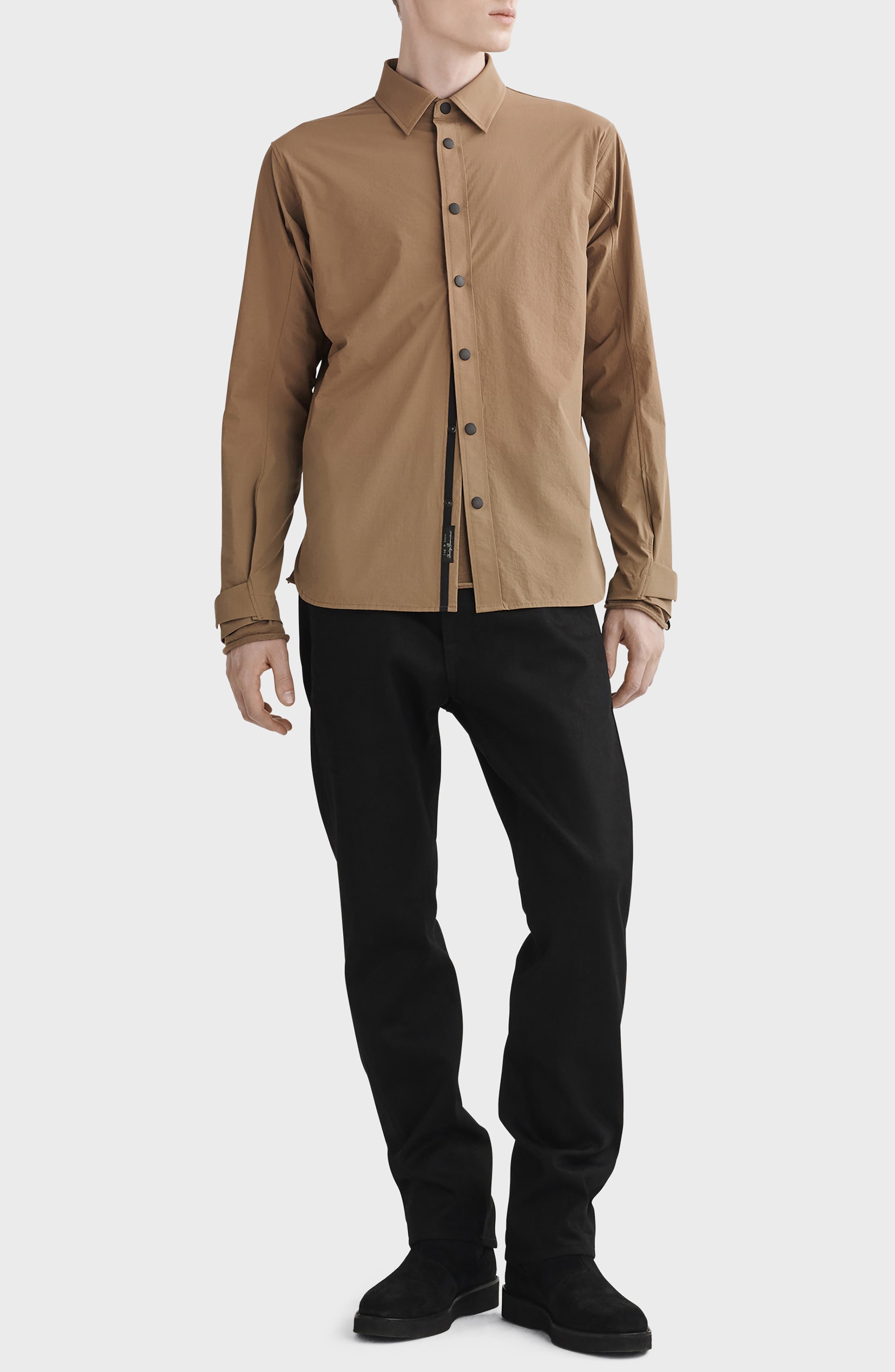 rag & bone Flyweight Ripstop Snap-Up Shirt in Ermine at Nordstrom - 4