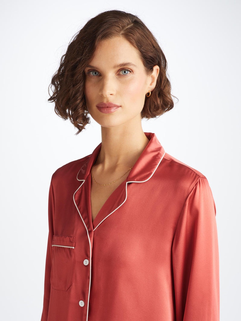 Women's Pajamas Bailey Silk Satin Rose Red - 5