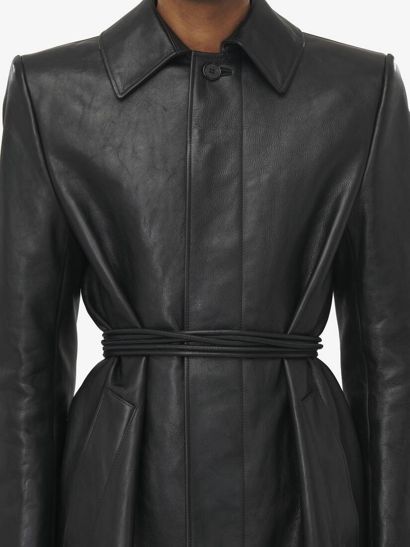 Stacked Shoulder Leather Raincoat​ - 6