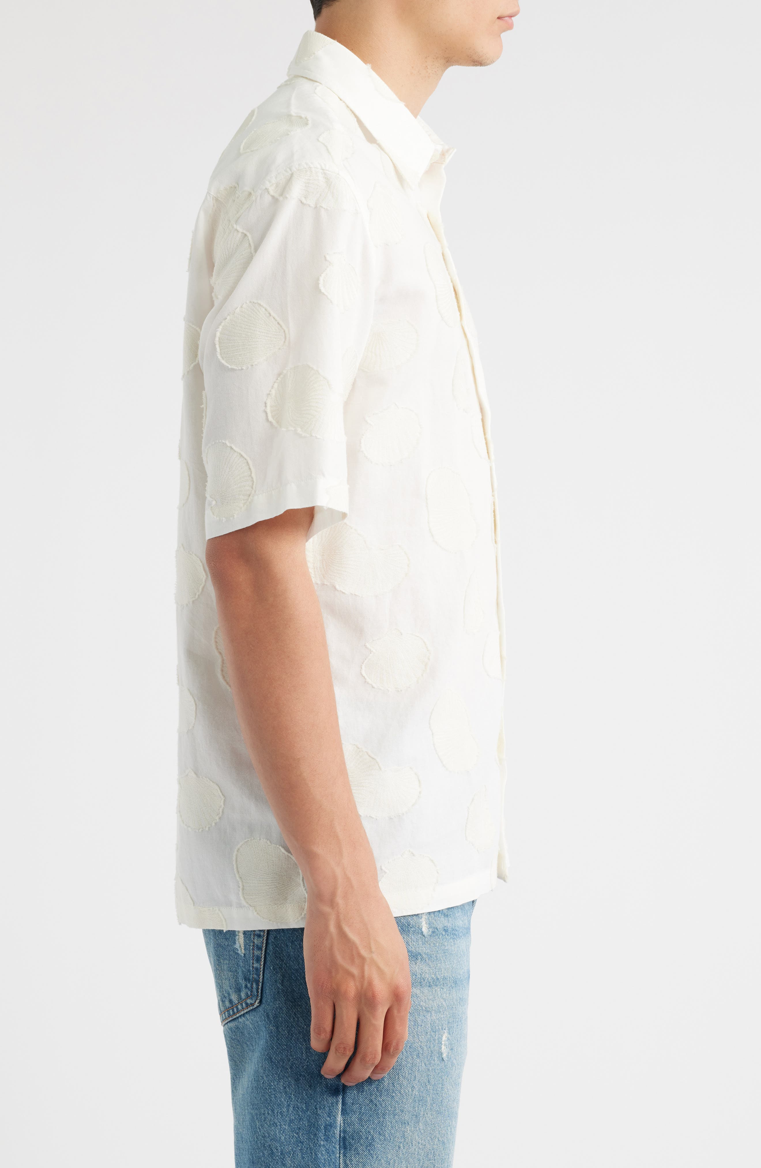 NN07 Freddy 5715 Short Sleeve Button-Up Shirt in Ivory at Nordstrom - 4