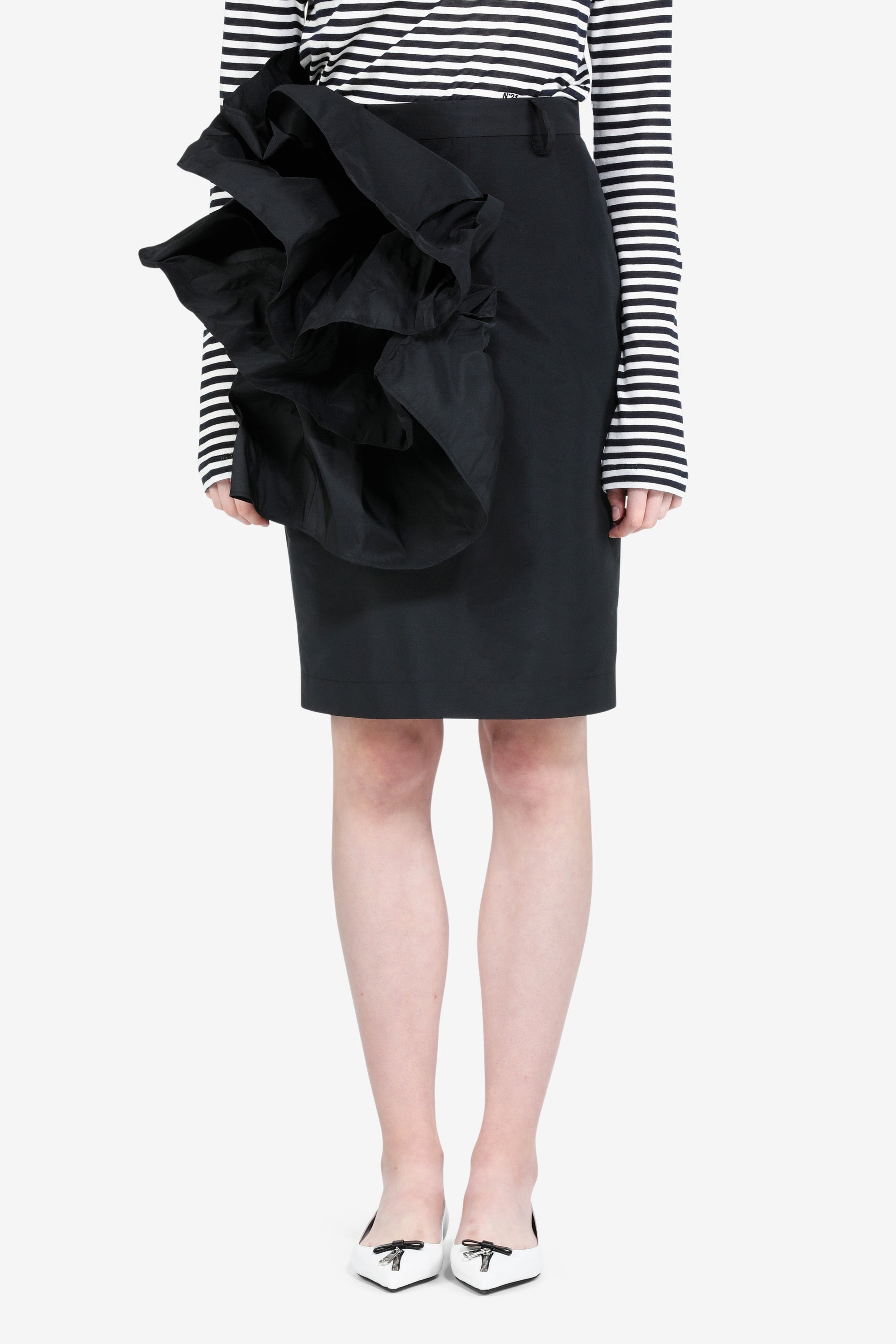 FLORAL-APPLIQUÉ MIDI SKIRT - 1