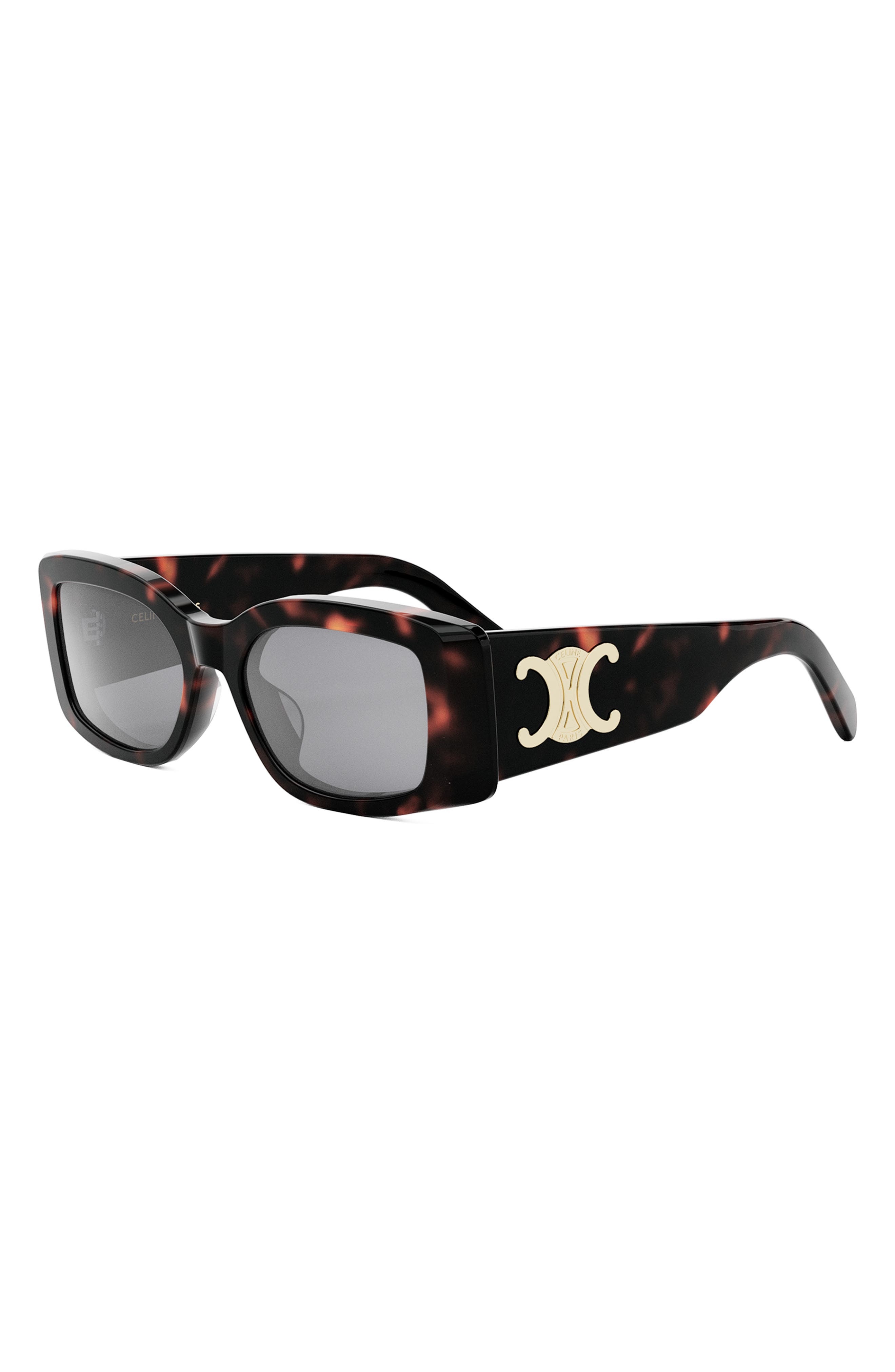 CELINE Triomphe 53mm Rectangular Sunglasses in Dark Havana /Smoke at Nordstrom - 2