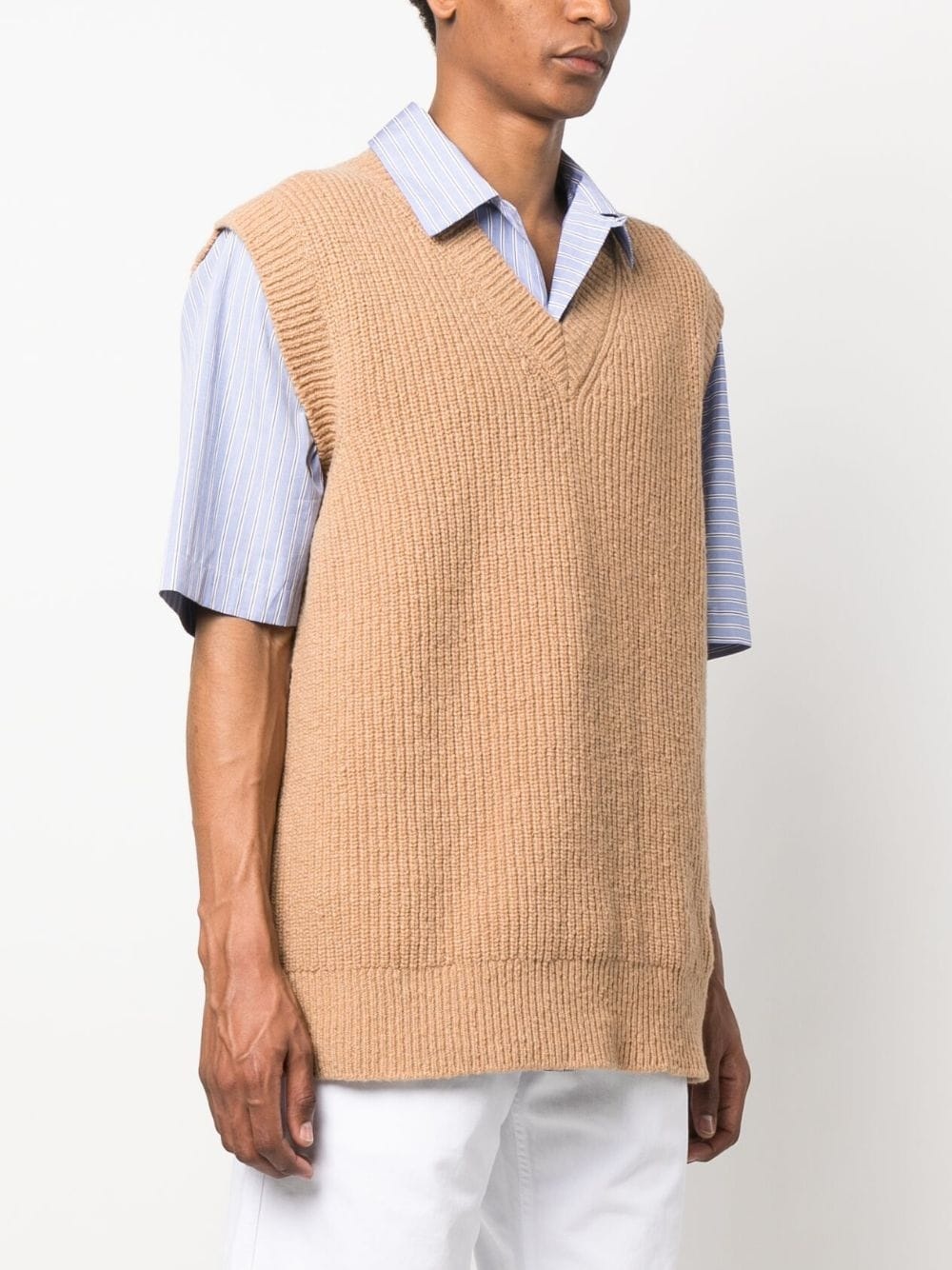 V-neck ribbed-knit vest - 3