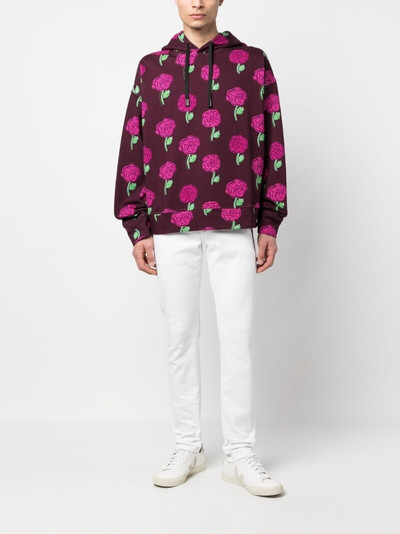 VERSACE JEANS COUTURE rose-print cotton hoodie outlook