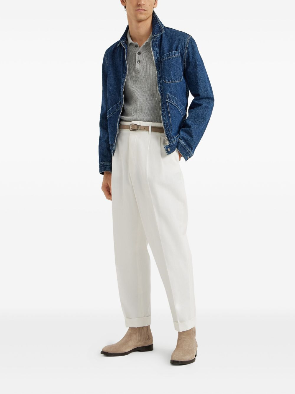 rib-knit polo sweater - 2