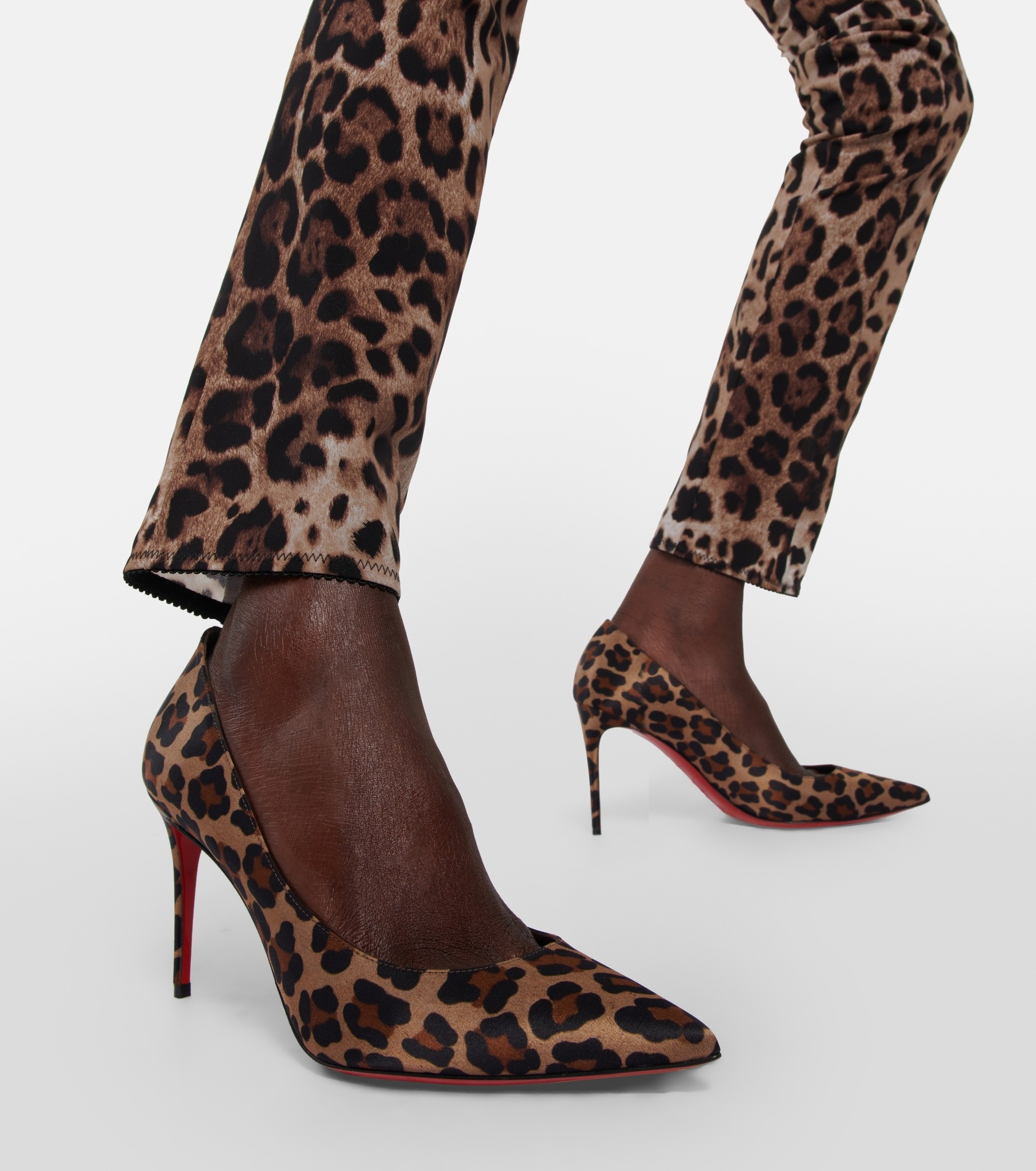 Kate 85 leopard-print satin pumps - 4