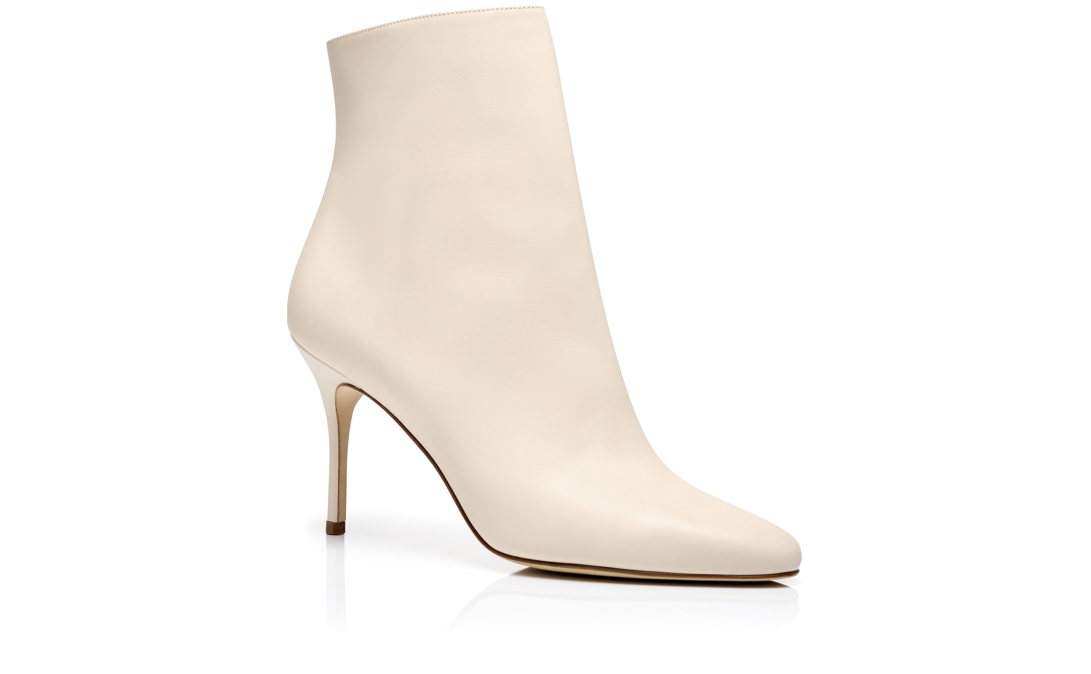 Cream Calf Leather Ankle Boot - 3