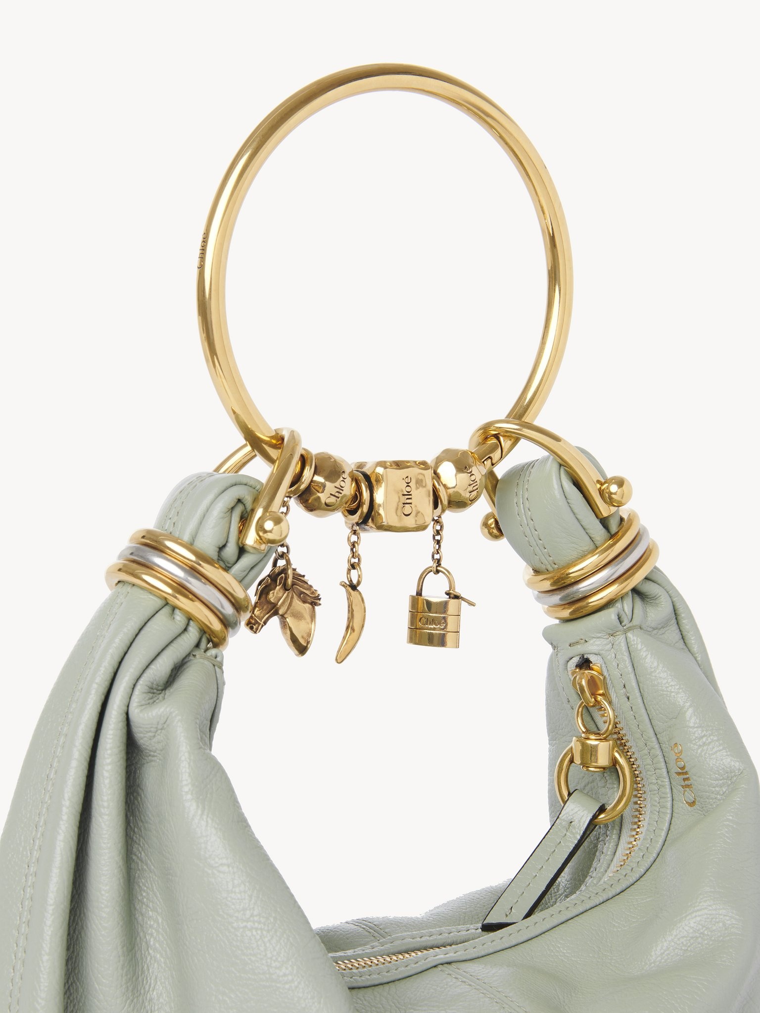 SMALL BRACELET HOBO BAG IN GRAINED LEATHER - 6