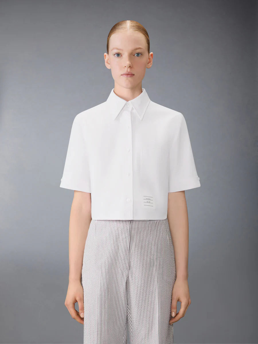 Oxford Cropped Short Sleeve Shirt Women - 2