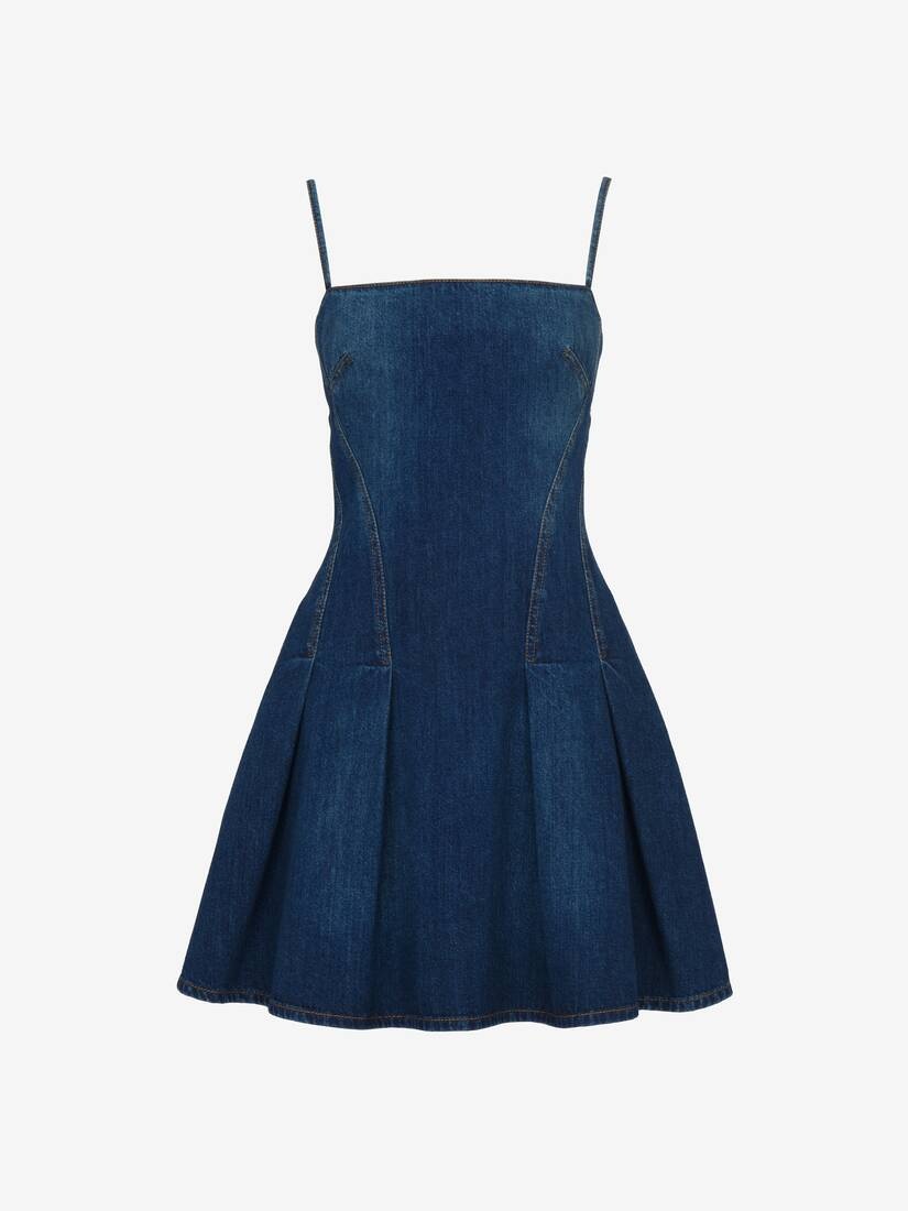 Women's Denim Mini Dress in Indigo - 2