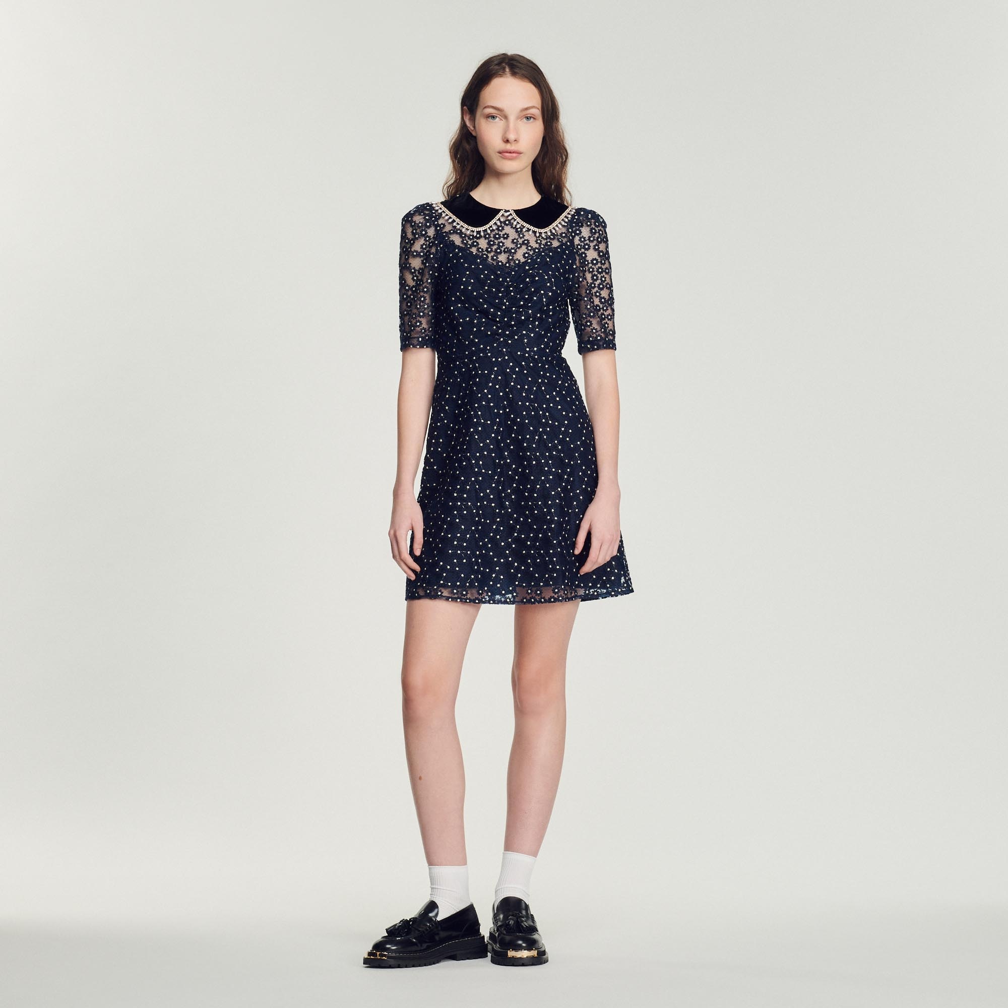 Short dress with Peter Pan collar - 3