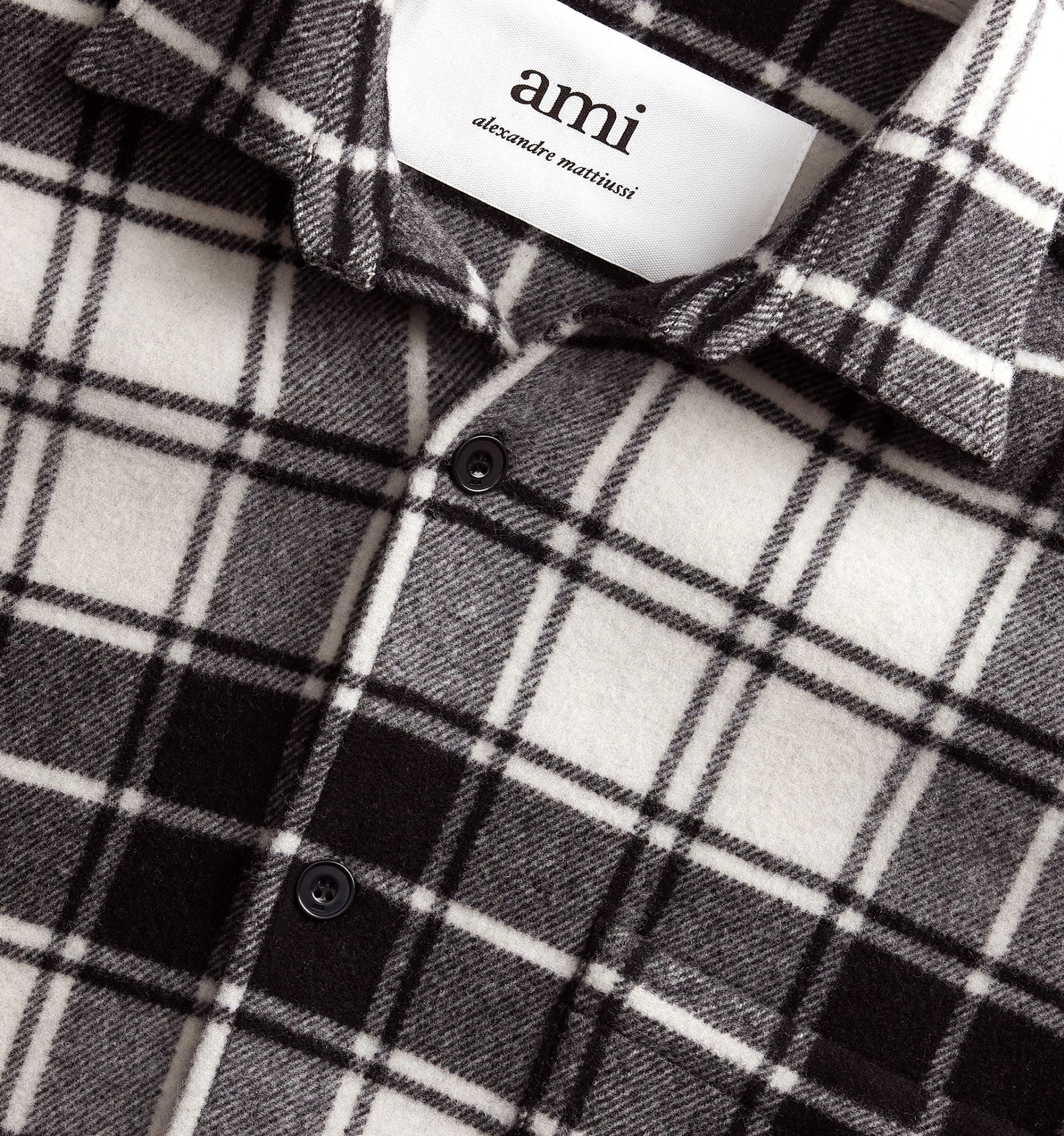 Checked Overshirt With Ami Paris Print - 4