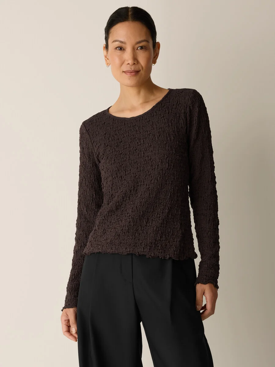 Bubble Jacquard Round Neck Top - 1