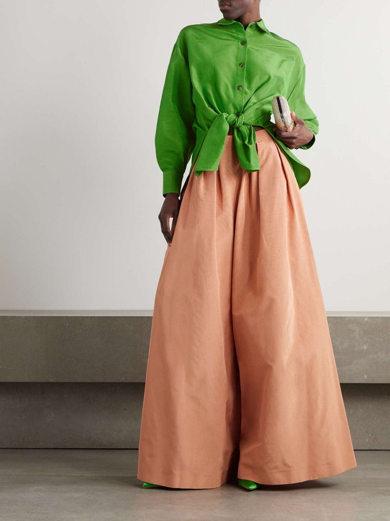 CAROLINA HERRERA Cotton-blend faille shirt Leaf green outlook