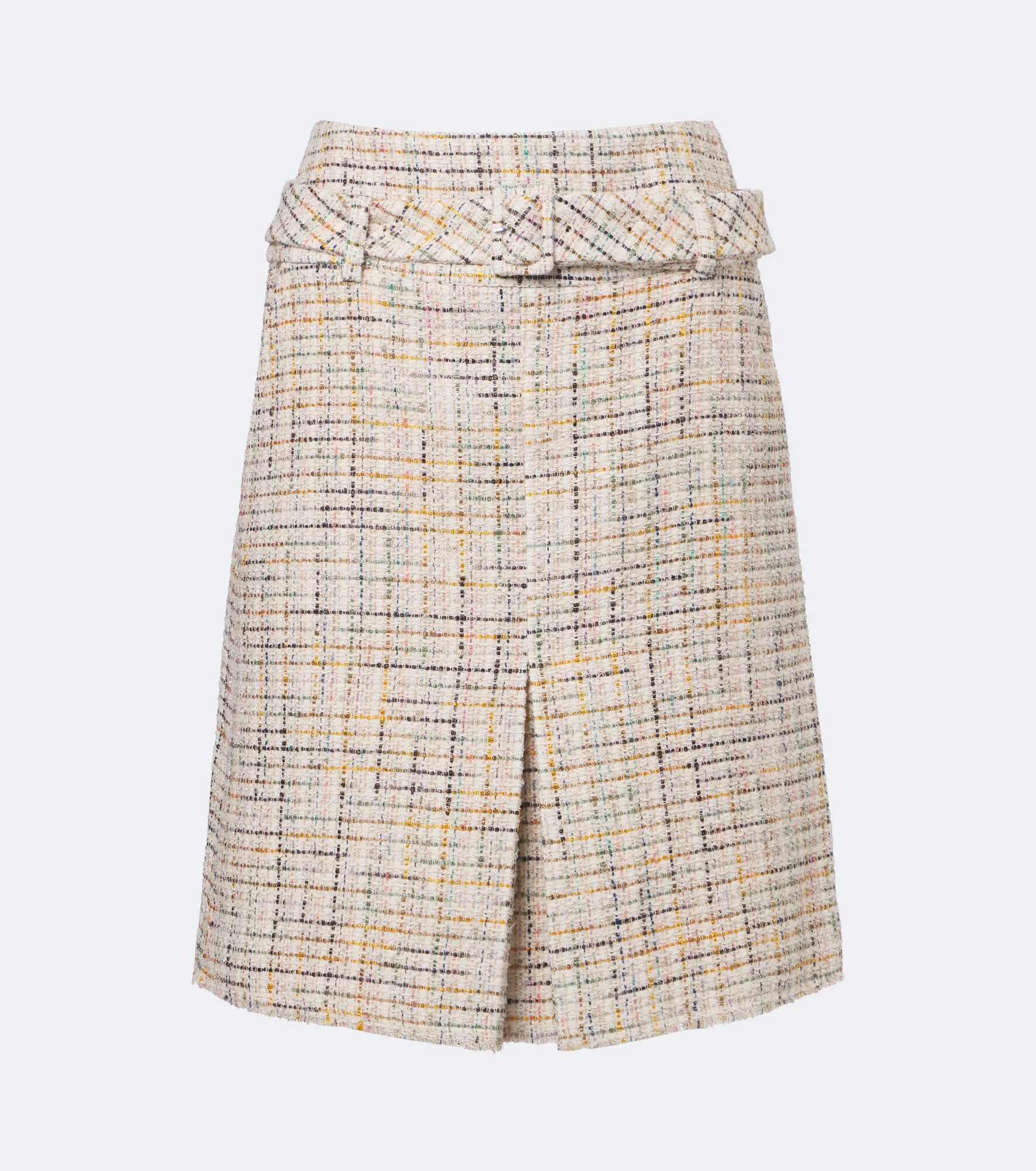 Belted checked cotton-blend miniskirt - 1