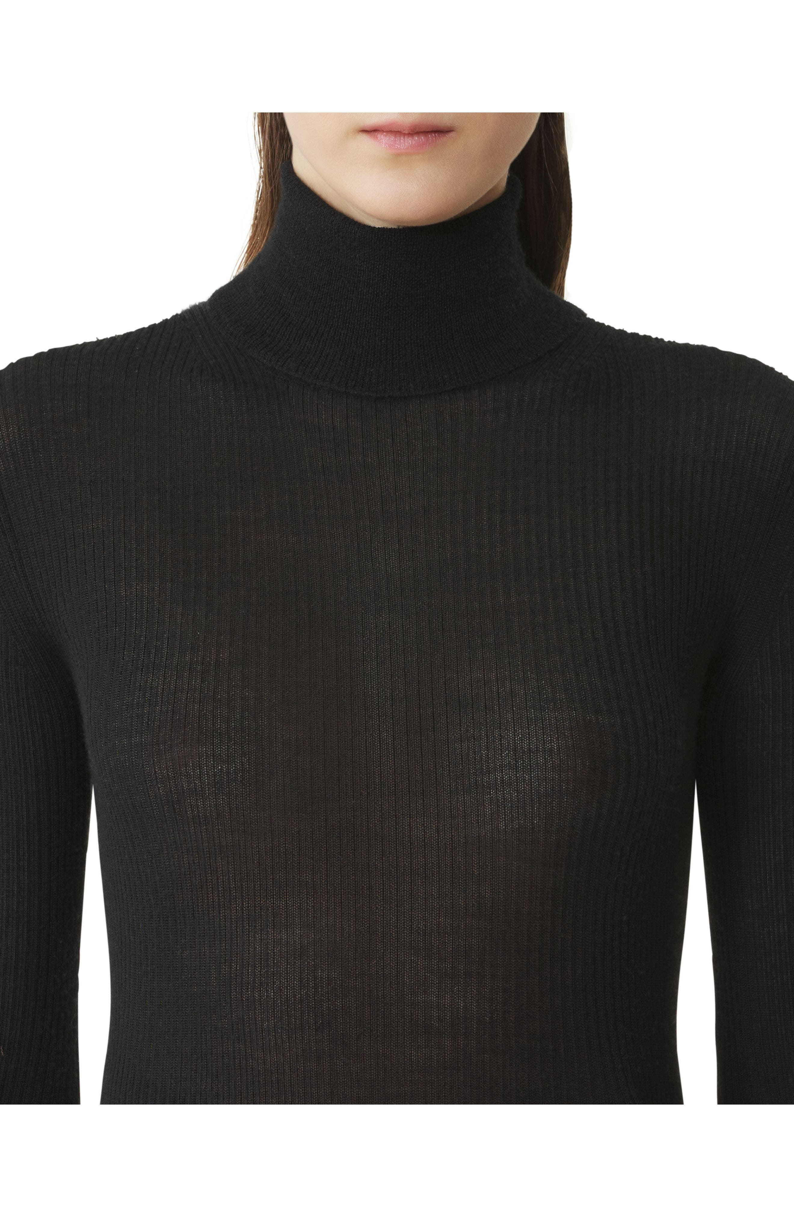 Lanvin Merino Wool And Silk Turtleneck Sweater in Noir at Nordstrom - 5