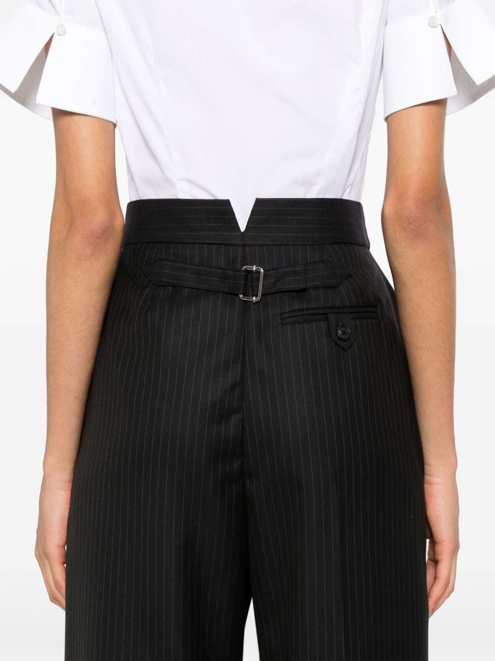 pinstripe tailored wool trousers - 5