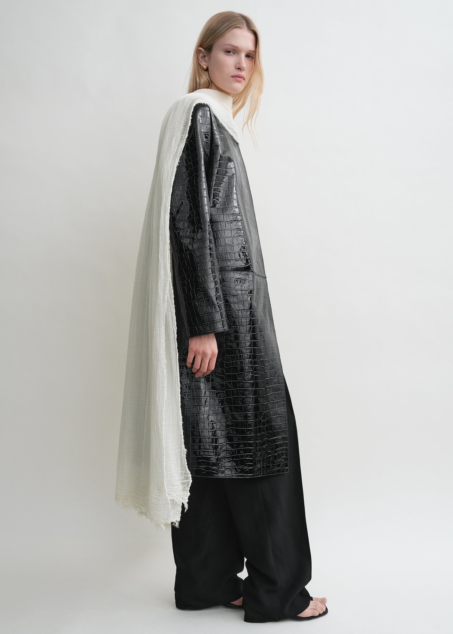 Crinkled scarf ecru - 3