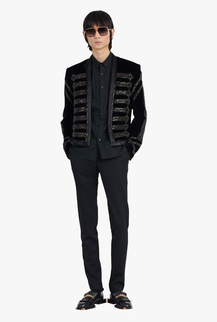 Black velvet spencer jacket with rhinestone embroidery - 2