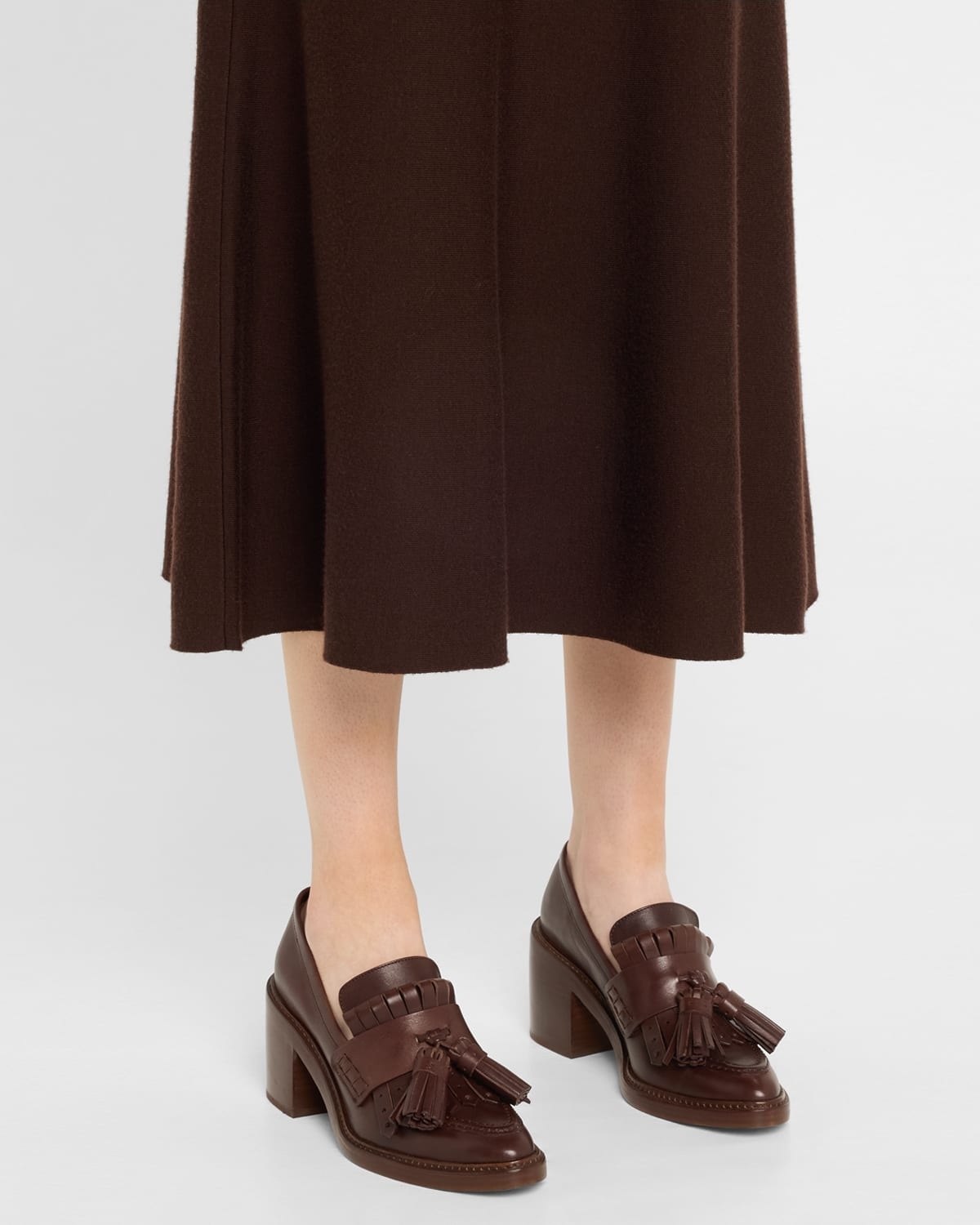 Fiona Leather Tassel Heeled Loafers - 2