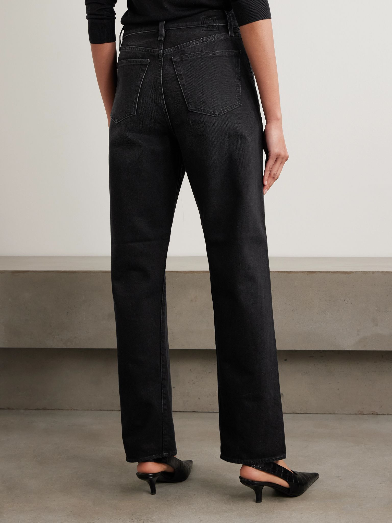 Mid-rise straight-leg organic jeans Black - 4