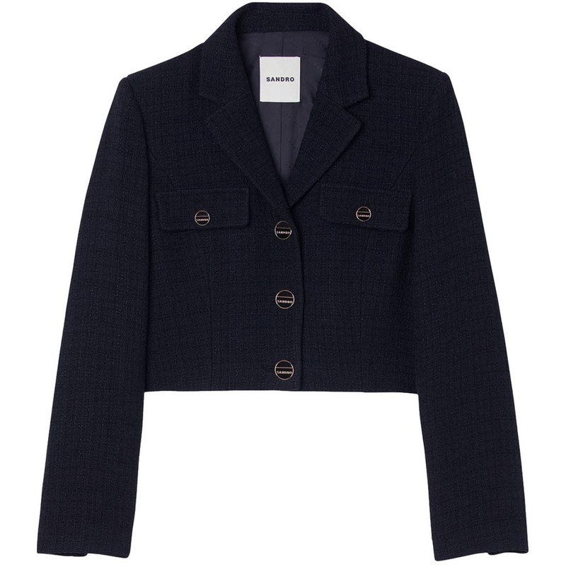 Cropped tweed button-up jacket - 1