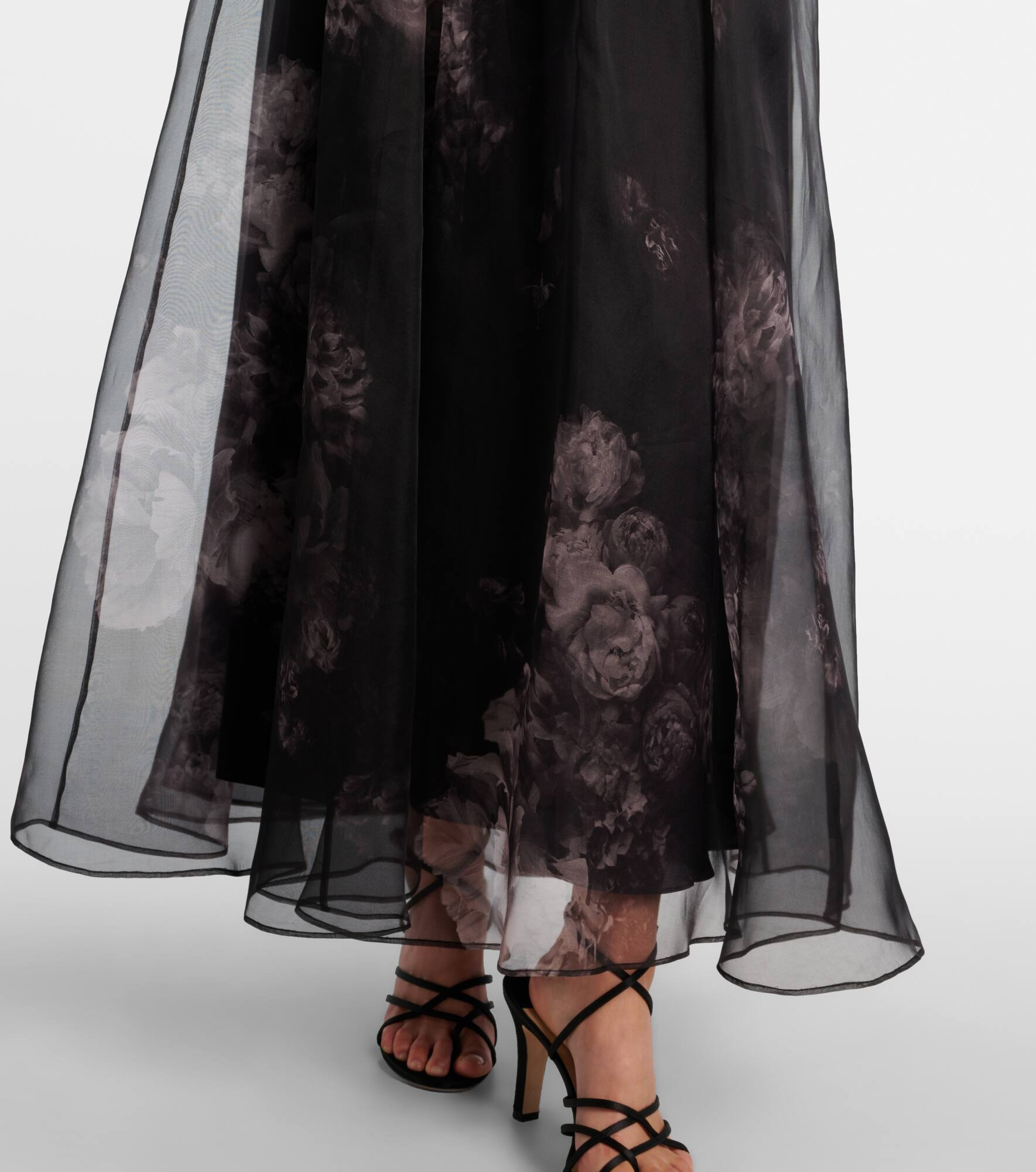 Hypnotic floral silk organza maxi skirt - 5